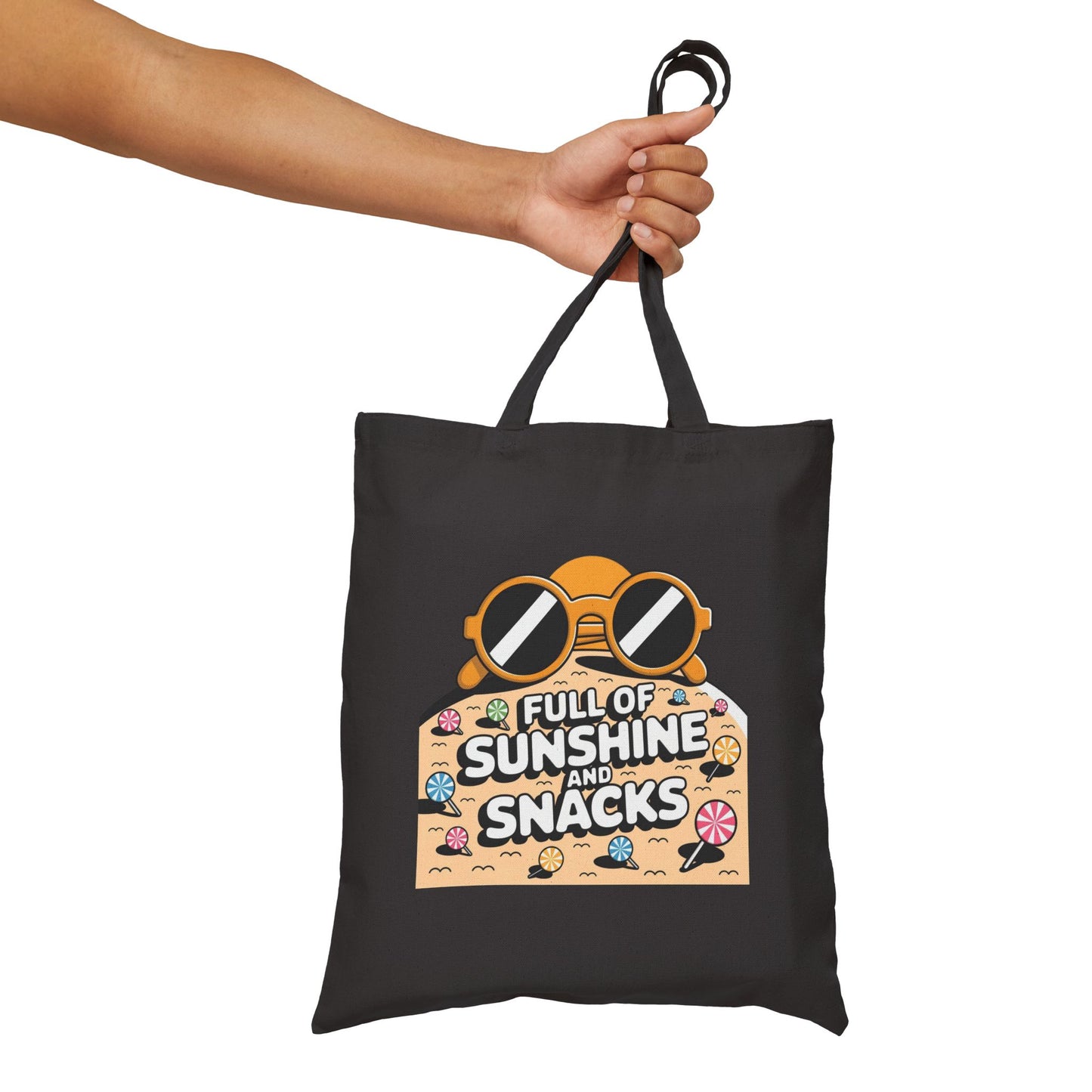 Sunny Snacks Cotton Canvas Tote Bag | Beach Bag, Grocery Tote, Summer Accessory, Gift for Food Lovers, Eco-Friendly Shopping Bag