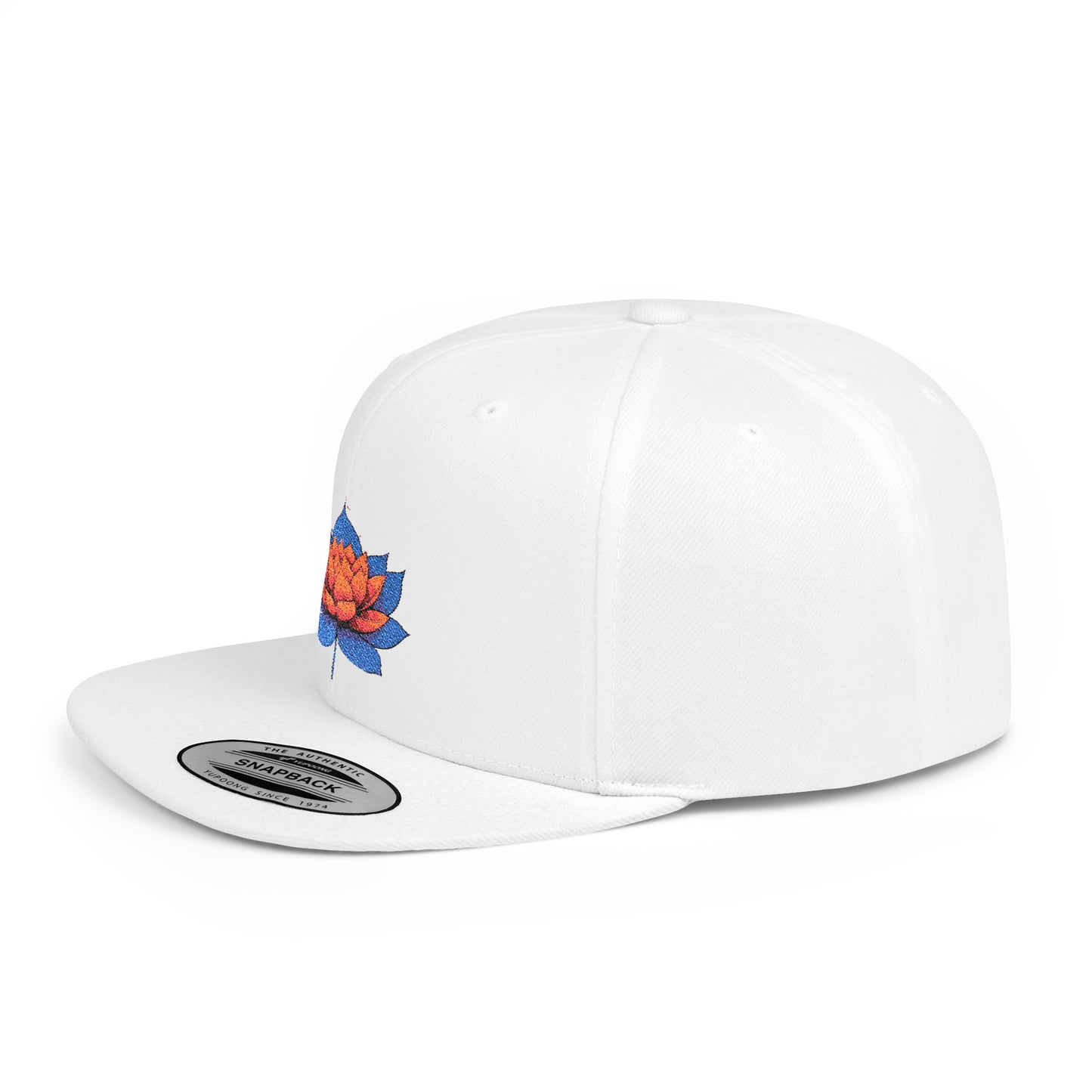 Lotus Flower Flat Bill Snapback Cap - Stylish & Versatile