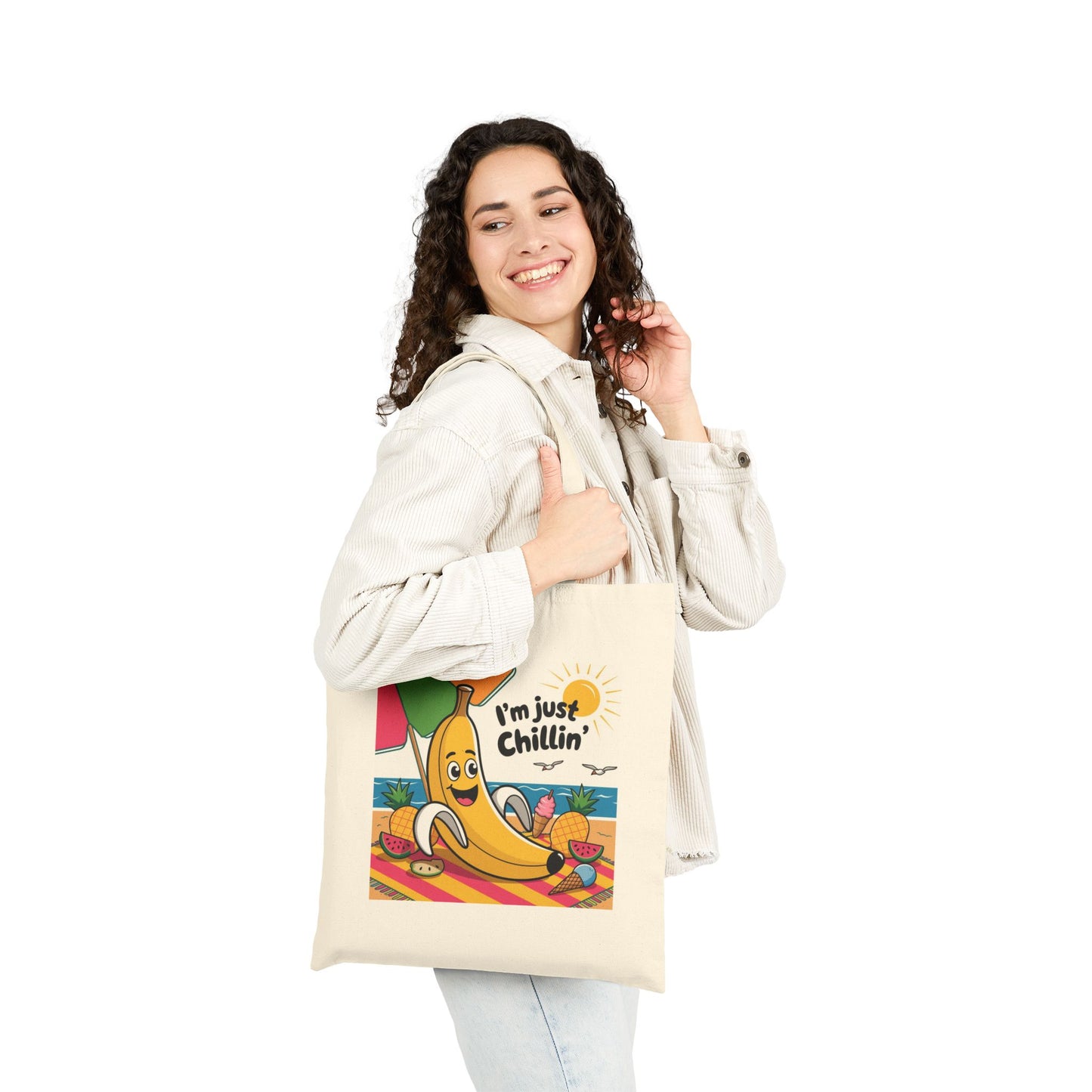 Fun Banana Tote Bag - I'm Just Chillin' Bag, Eco-Friendly Shopping Bag, Summer Beach Bag, Cute Gift for Friends, Everyday Use