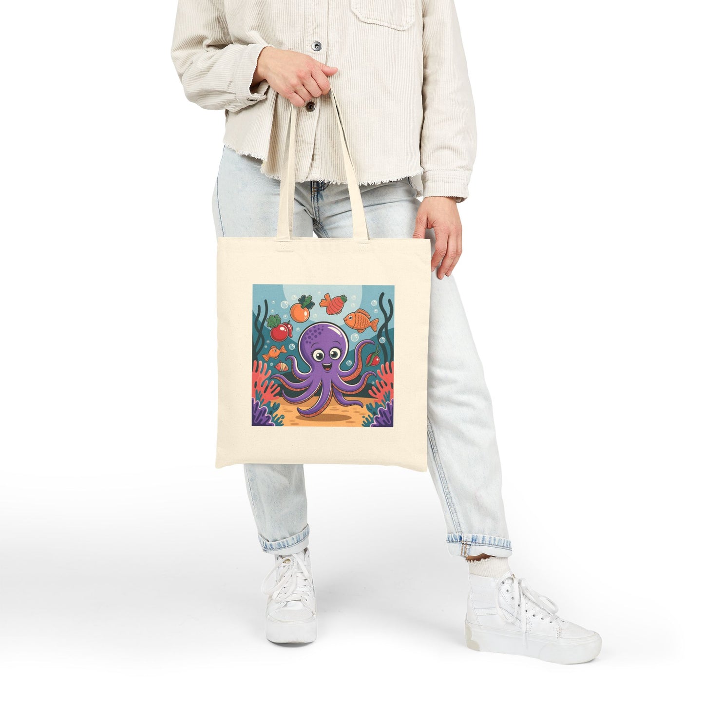 Cute Octopus Tote Bag, Eco-Friendly Shopping Bag, Beach Bag, Gift for Ocean Lovers, Reusable Canvas Tote, Fun Marine Life Art
