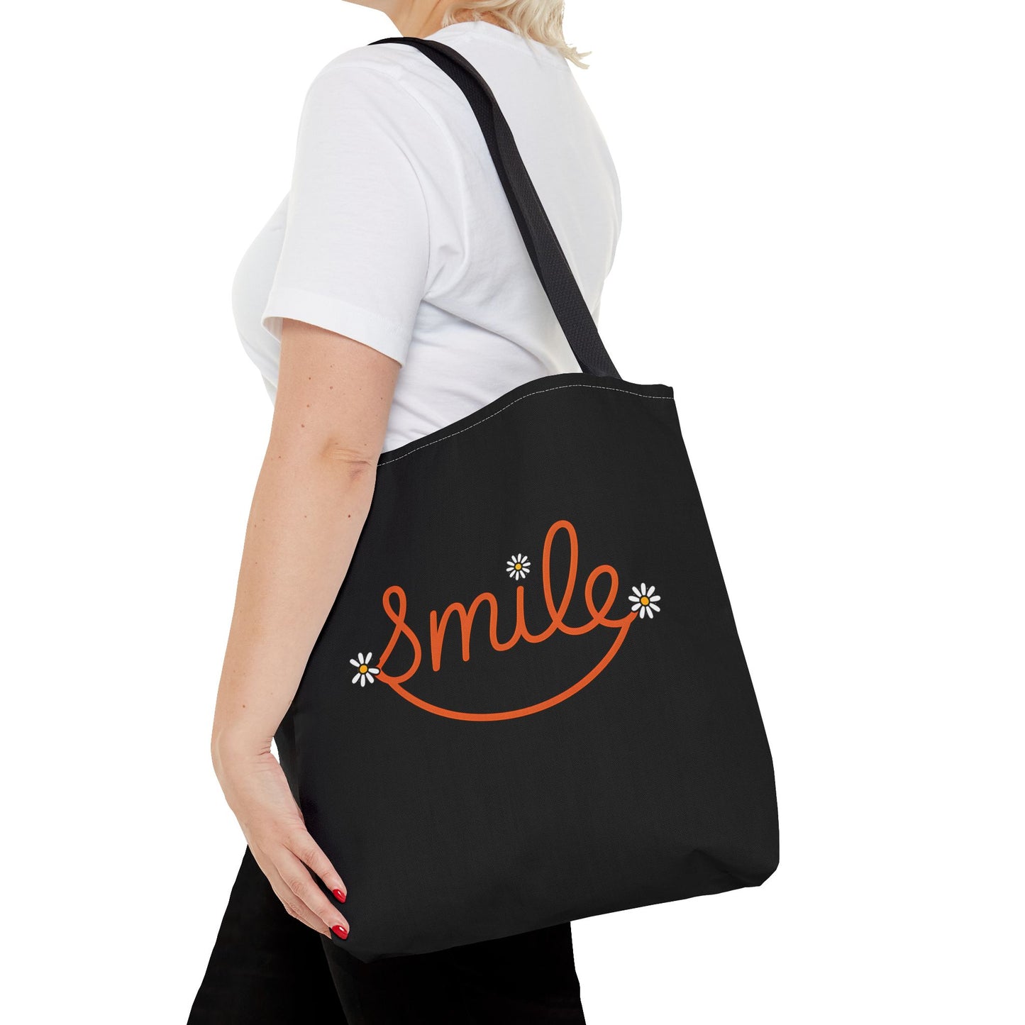 Smile Tote Bag - Cheerful Floral Design for Everyday Use
