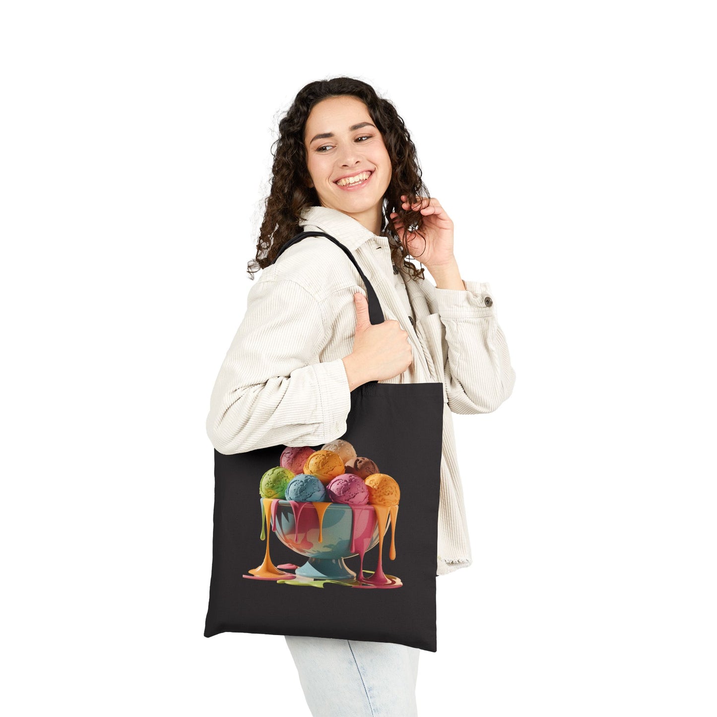 Colorful Ice Cream Tote Bag, Eco-Friendly Shopping Bag, Summer Gift, Beach Bag, Unique Grocery Tote, Fun Picnic Accessory
