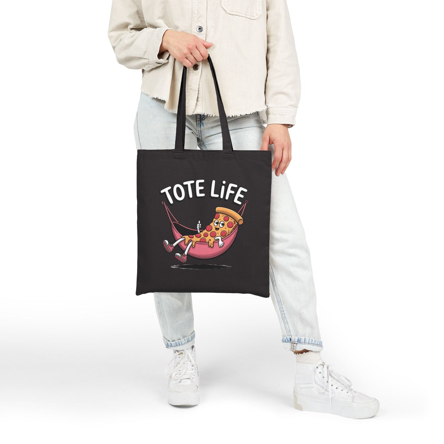 Pizza Lover's Cotton Canvas Tote Bag - Fun, Durable, Eco-Friendly Gift for Foodies, Shopping, Beach, or Grocery