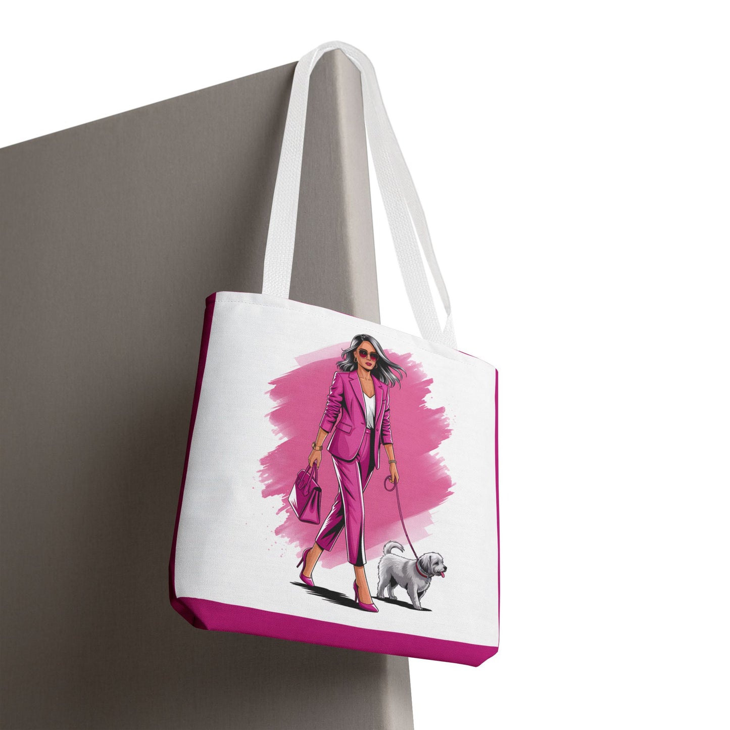 Chic Dog Walker Tote Bag, Fashionable Tote, Pink Tote, Pet Lover Gift, Stylish Shopping Bag, Daily Use Bag, Trendy Handbag