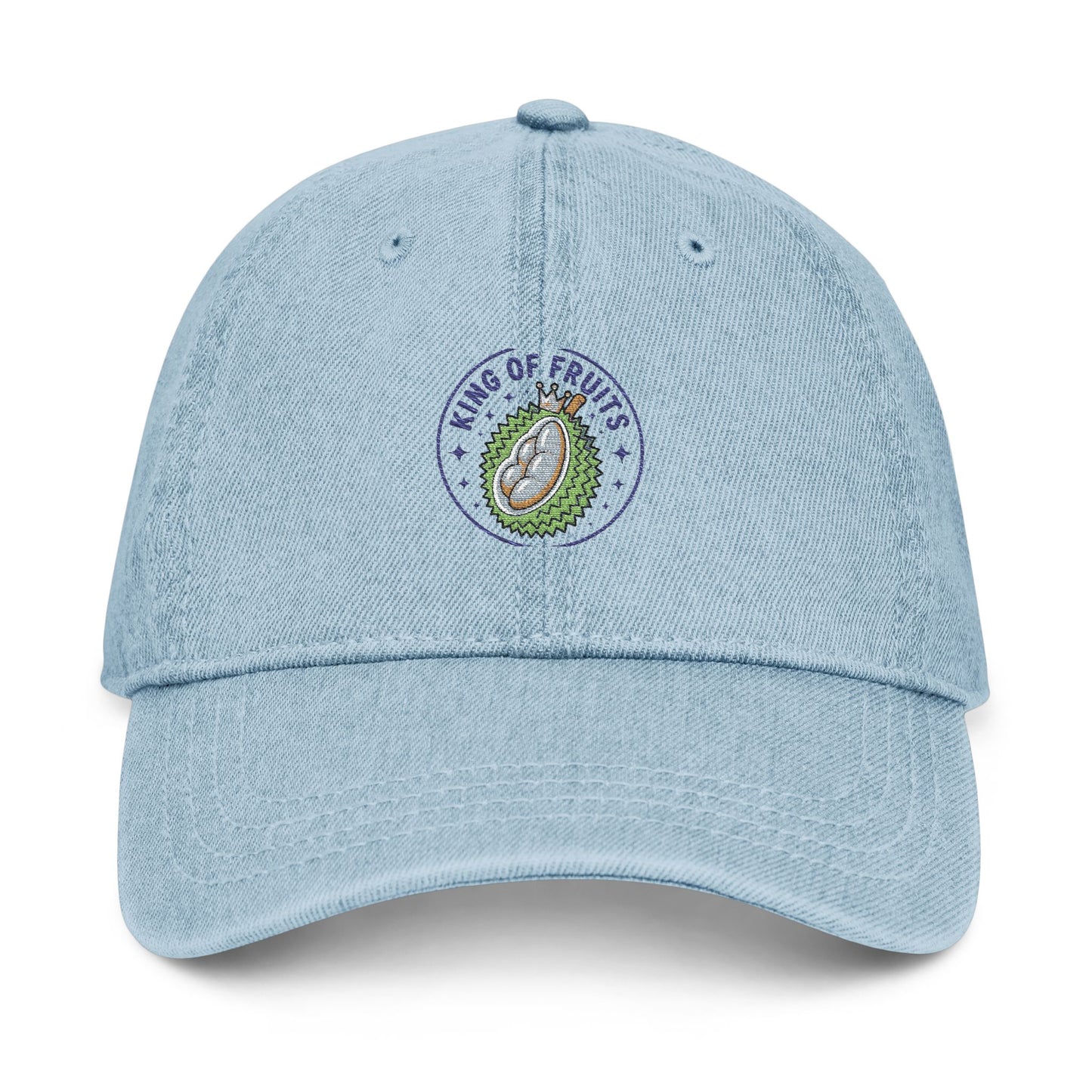 Kings of Fruits Embroidered Denim Hat, Casual Cap, Gift for Fruit Lovers, Trendy Beach Hat, Summer Accessory, Fashionable Headwear