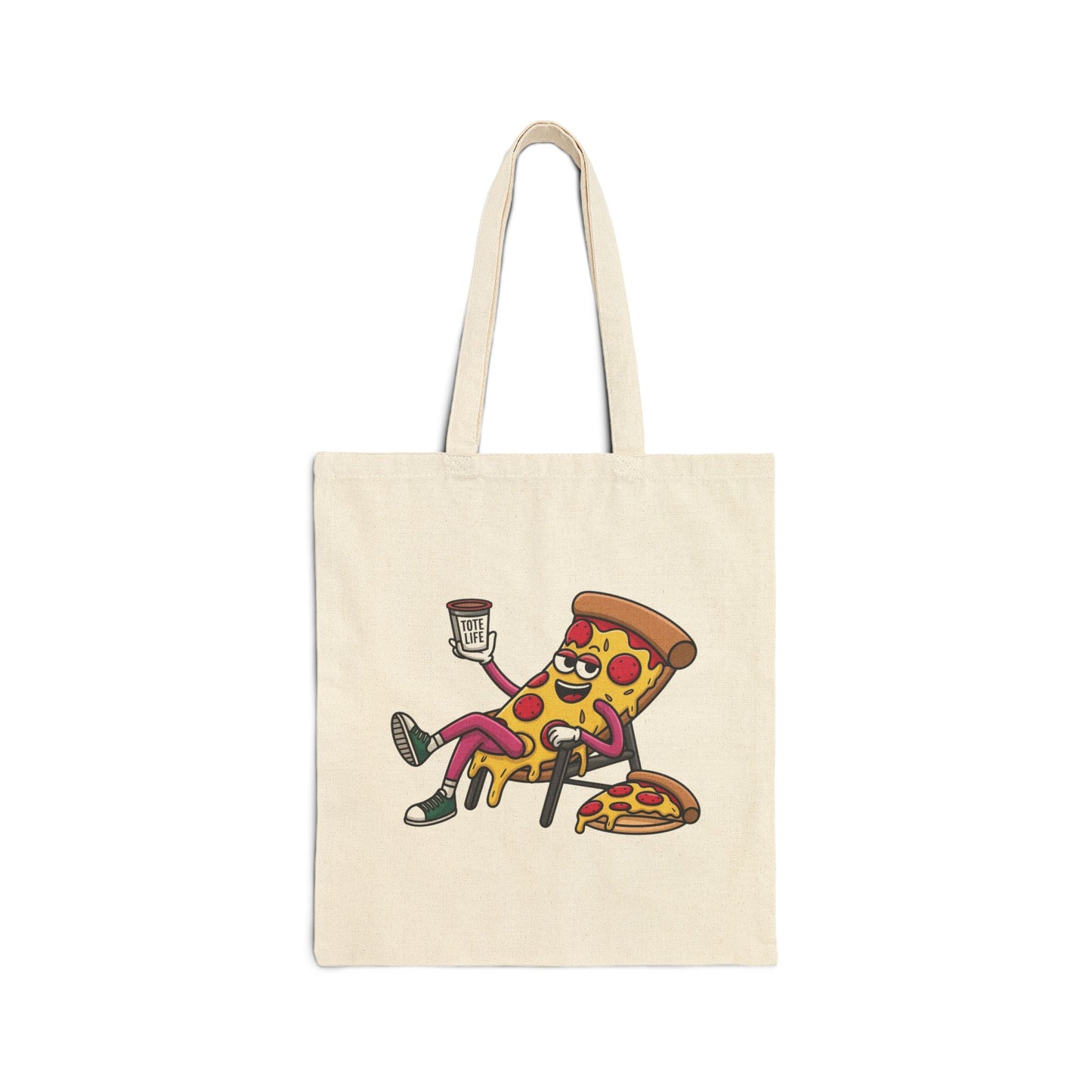 Pizza Lover's Funny Cotton Canvas Tote Bag, Durable Grocery Bag, Eco-Friendly Tote, Gift for Pizza Fans, Fun Bag for Everyday Use