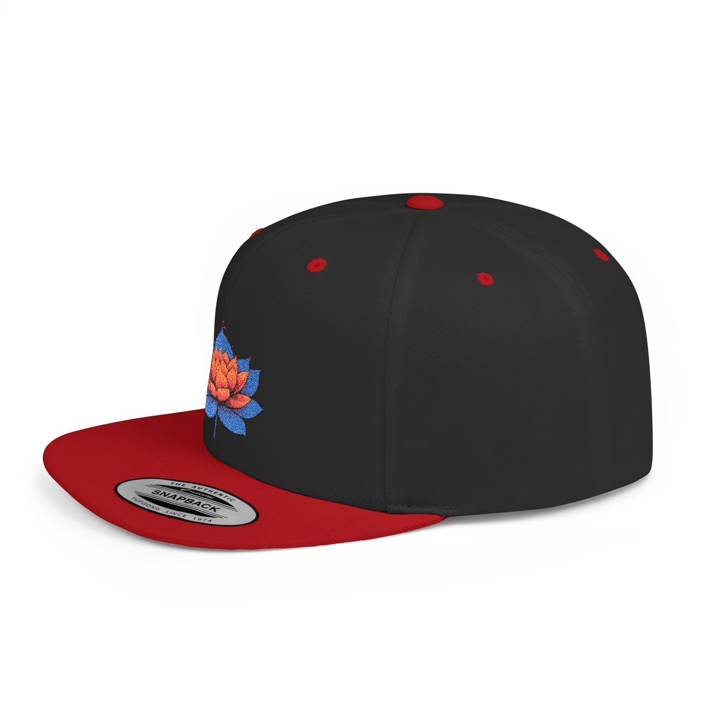 Lotus Flower Flat Bill Snapback Cap - Stylish & Versatile