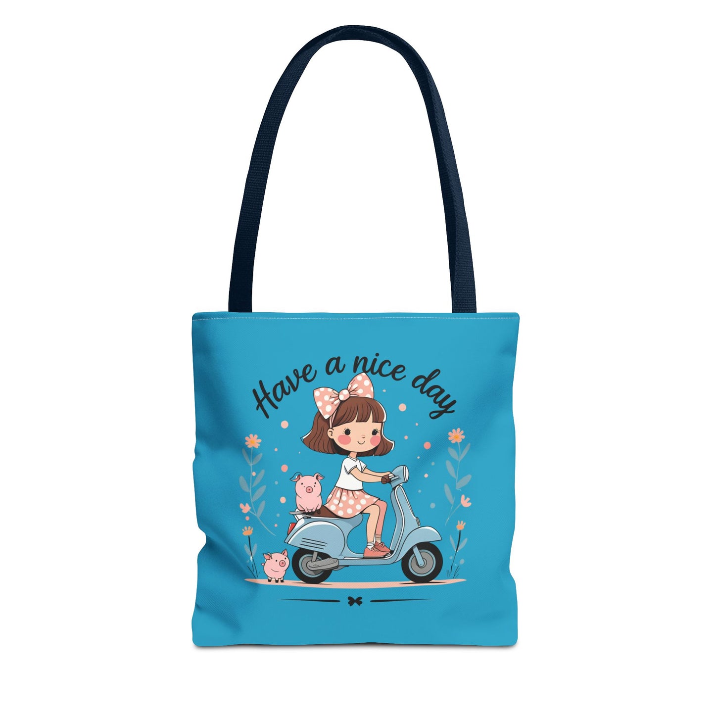 Playful Reminder Tote Bag, Girl on Scooter Bag, Cute AOP Tote, Everyday Use Bag, Gift for Kids, Fun Summer Accessory