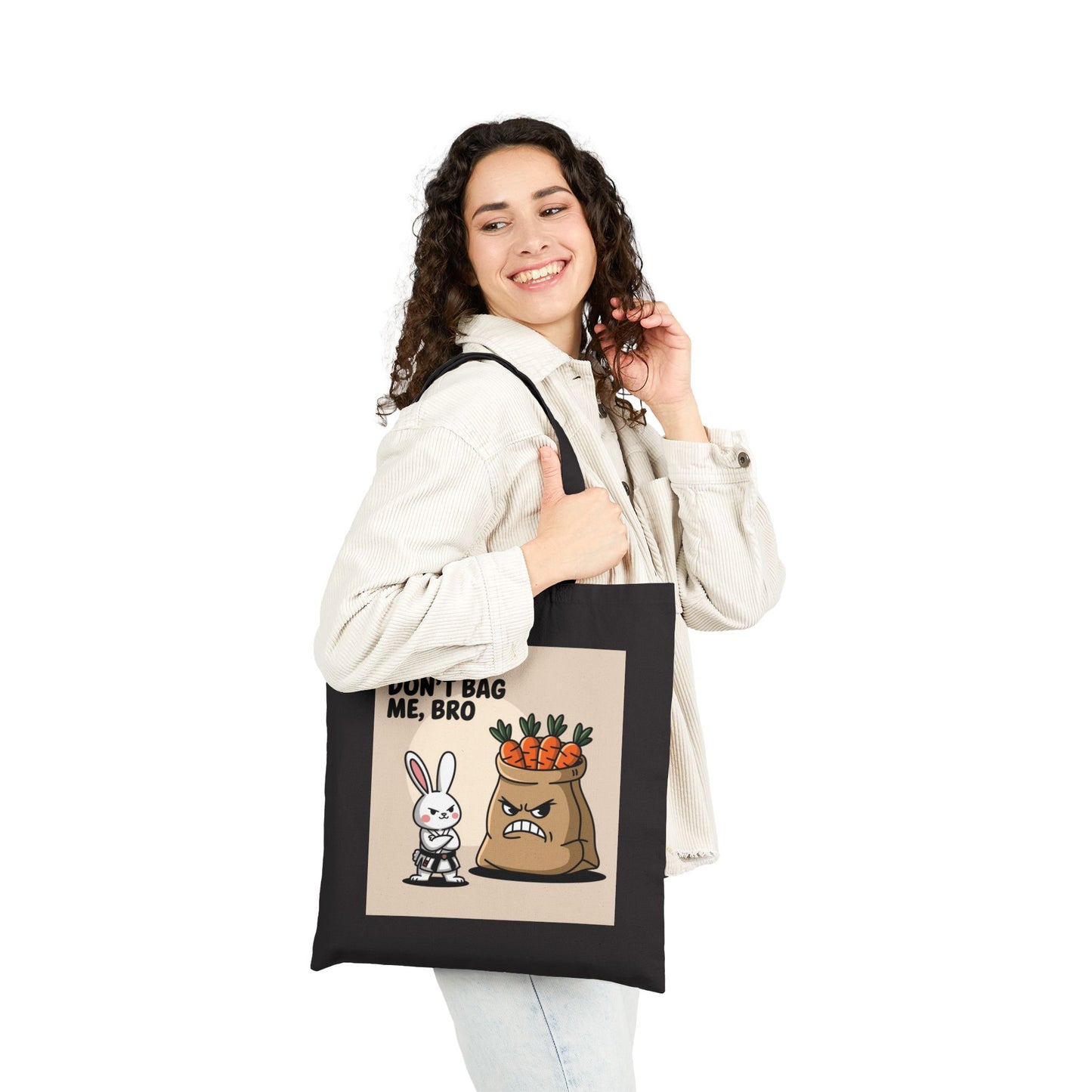 Funny Cotton Canvas Tote Bag - Don't Bag Me, Bro | Reusable Shopping Bag, Eco-Friendly Tote, Gift for Bunny Lovers, Quirky Market Bag