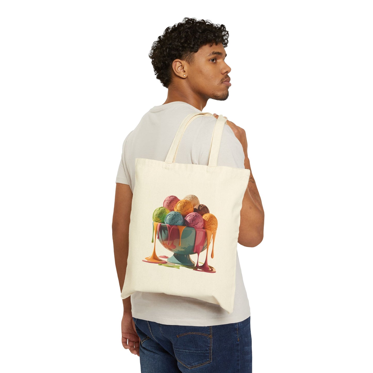 Colorful Ice Cream Tote Bag, Eco-Friendly Shopping Bag, Summer Gift, Beach Bag, Unique Grocery Tote, Fun Picnic Accessory