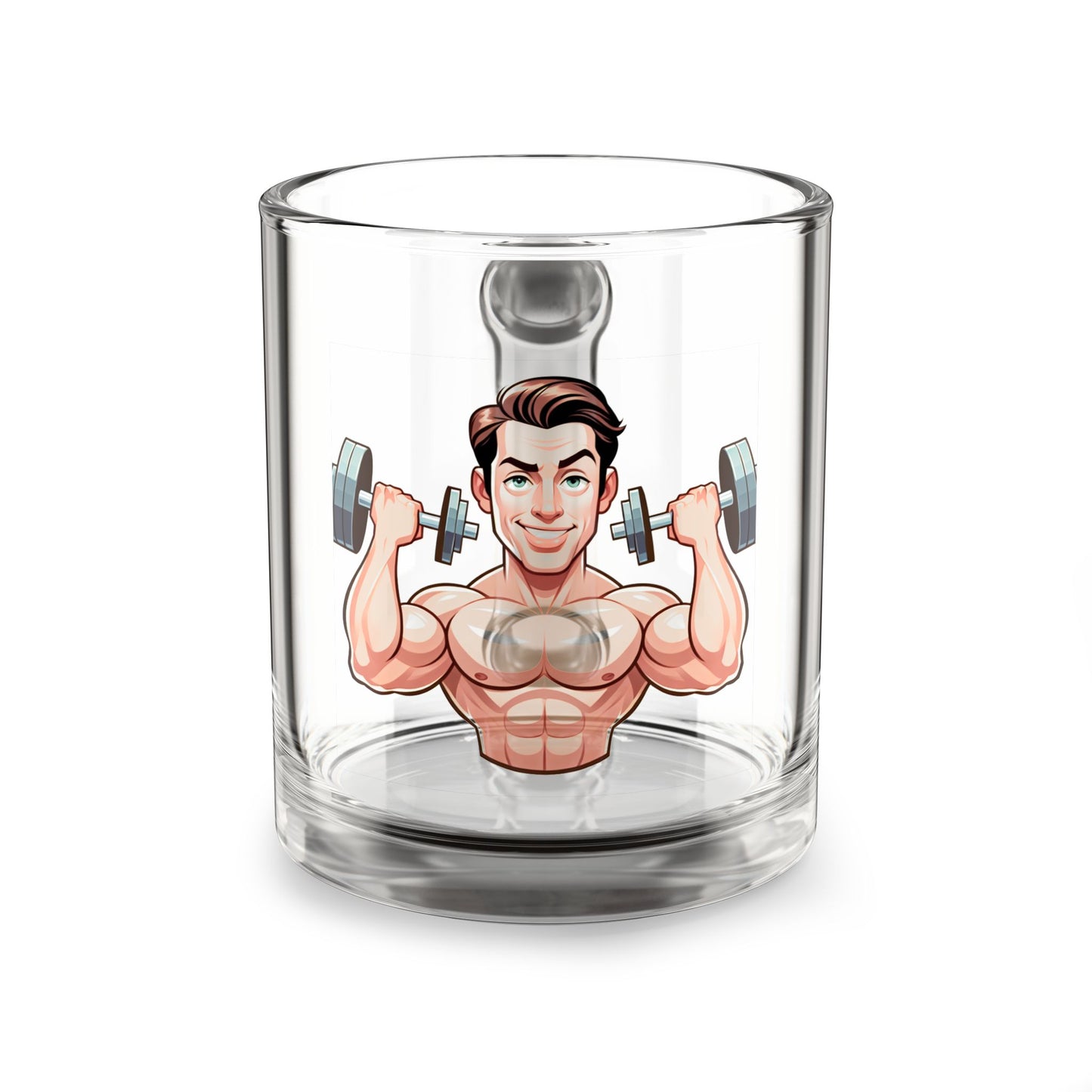 Fitness Motivation Glass Mug - 10oz with Weightlifter Design