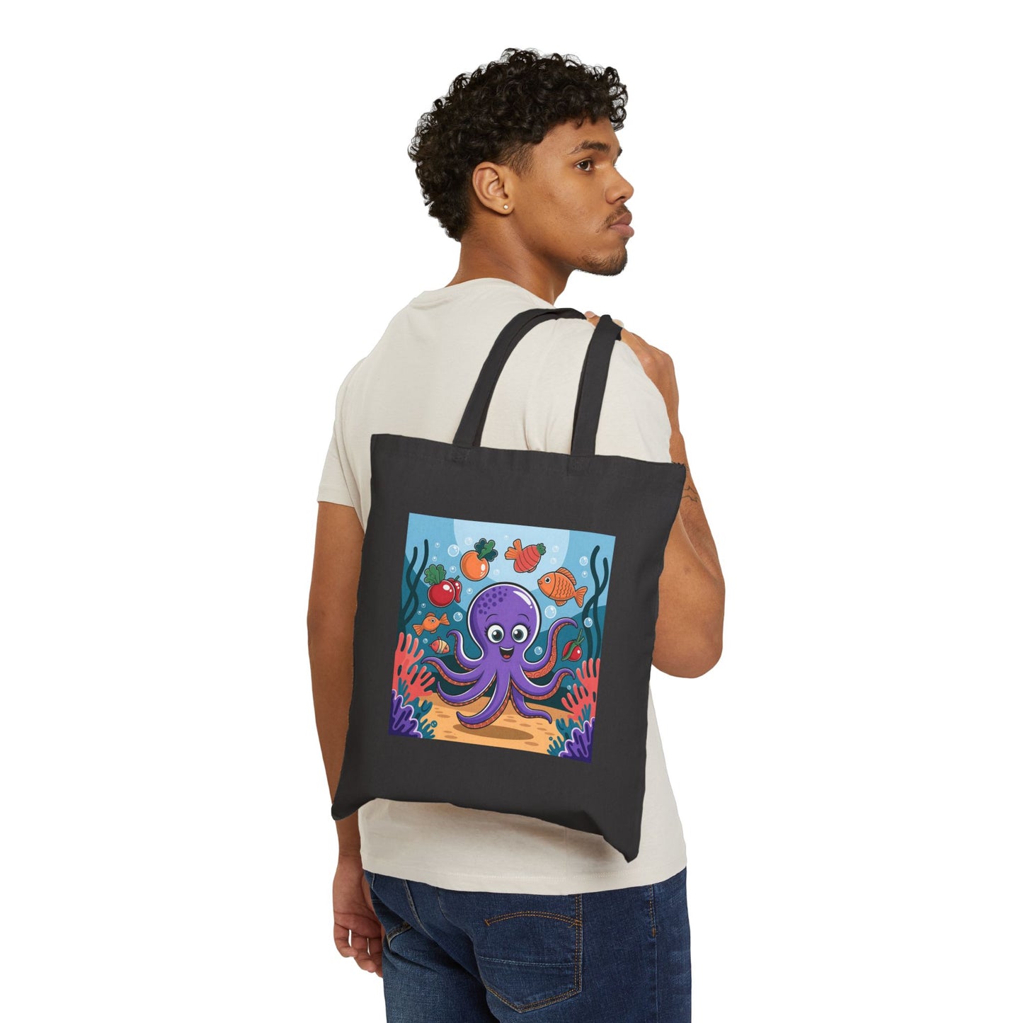 Cute Octopus Tote Bag, Eco-Friendly Shopping Bag, Beach Bag, Gift for Ocean Lovers, Reusable Canvas Tote, Fun Marine Life Art