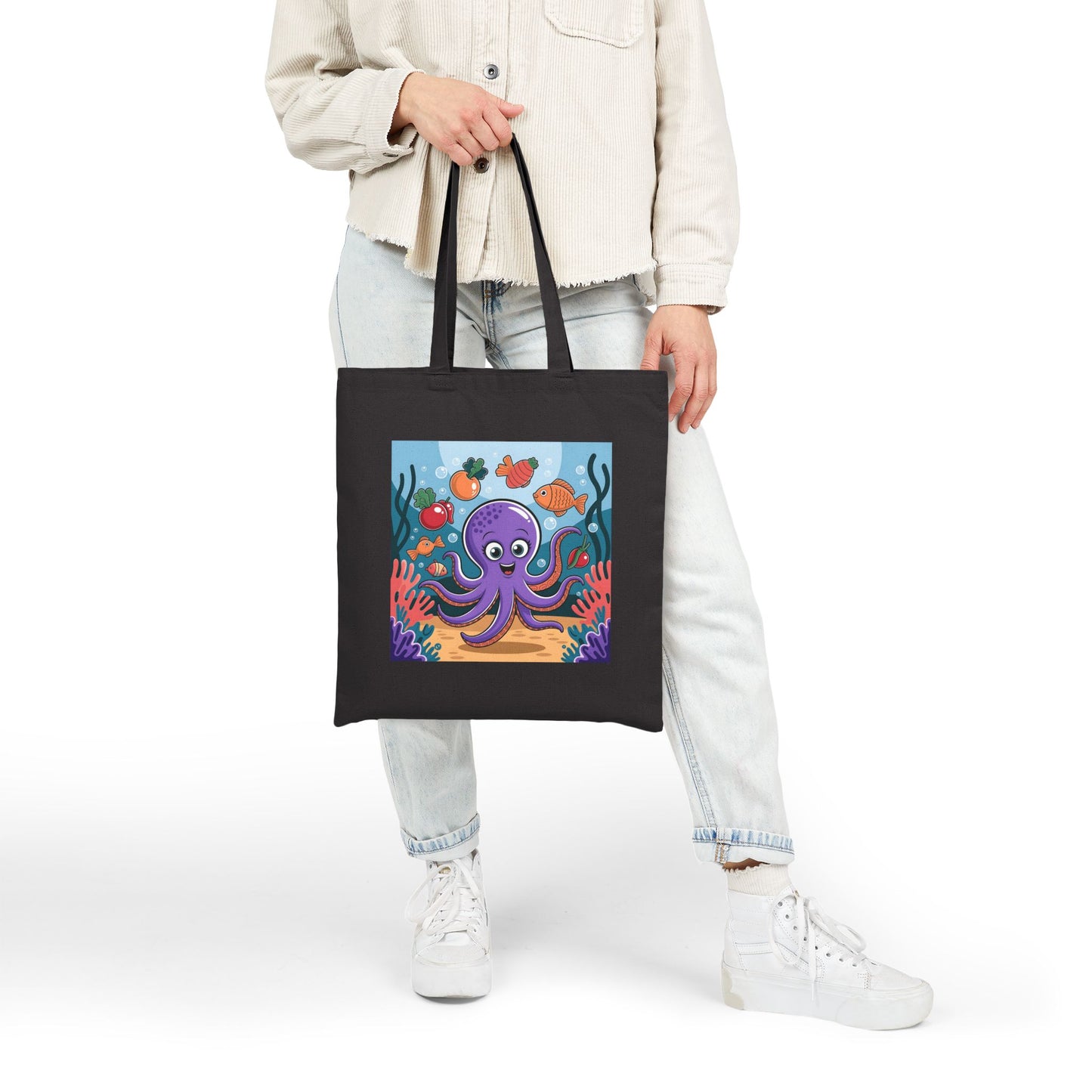 Cute Octopus Tote Bag, Eco-Friendly Shopping Bag, Beach Bag, Gift for Ocean Lovers, Reusable Canvas Tote, Fun Marine Life Art