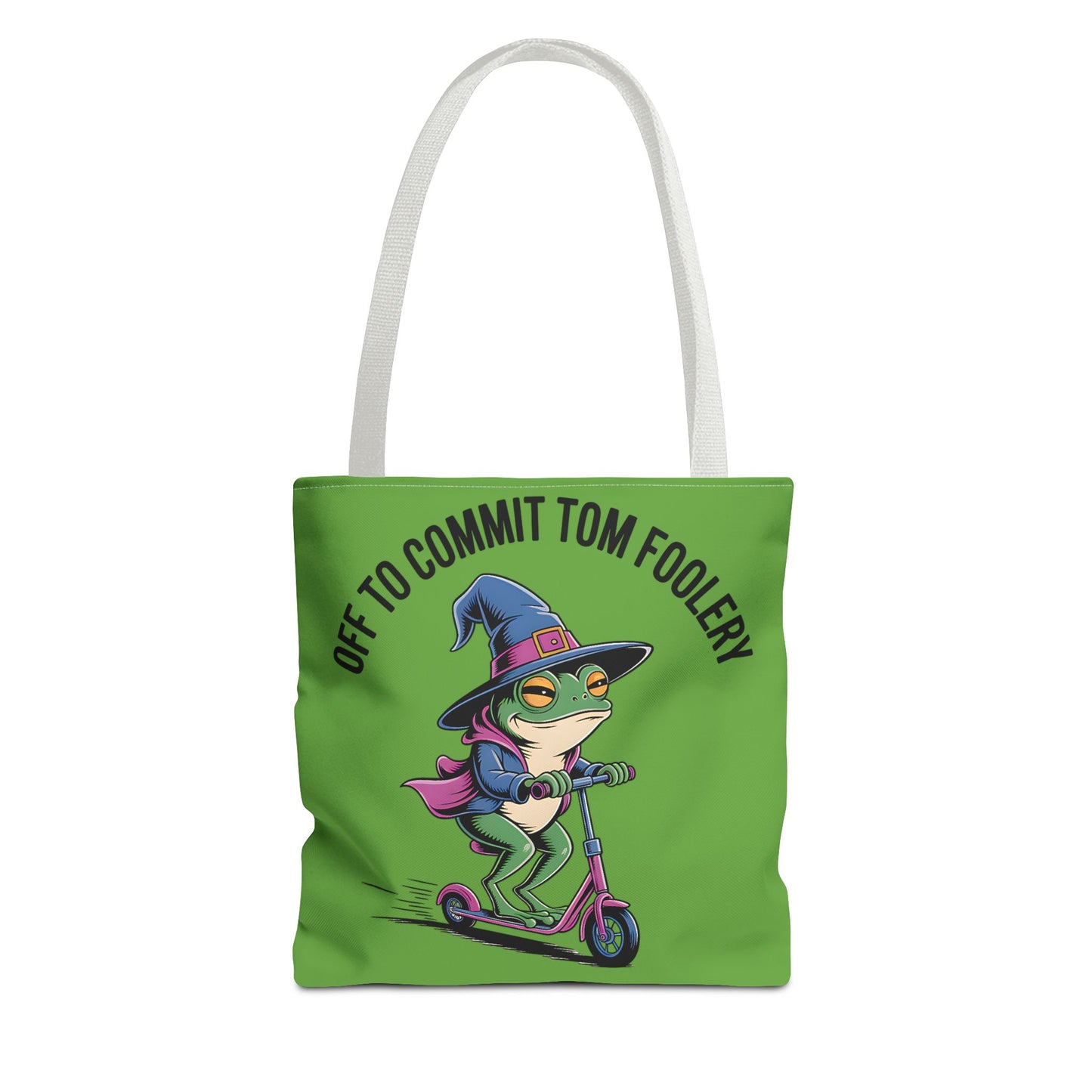 Whimsical Frog Tote Bag, Off to Commit Tom Foolery, Funny Gift, Eco-Friendly Shopping, Ideal for Parties, Casual Everyday Use
