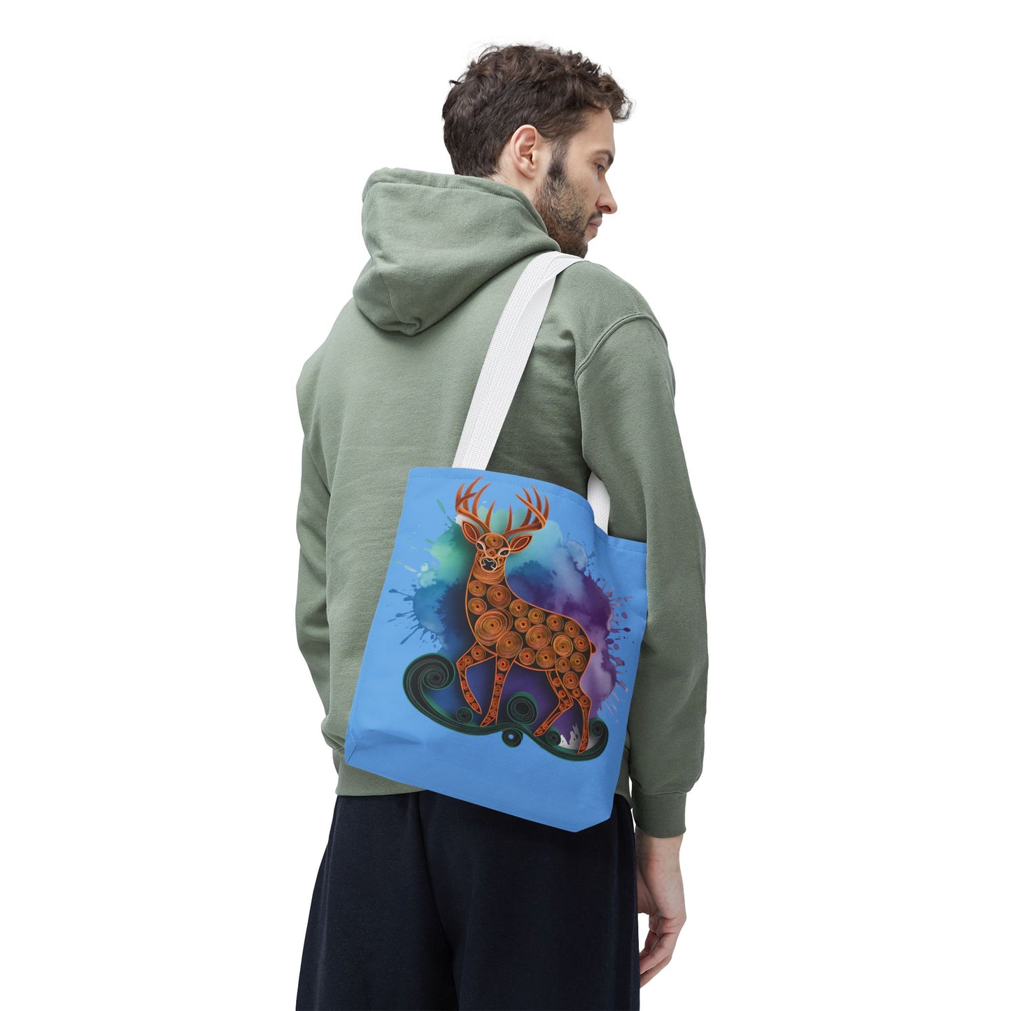 Bohemian Deer Tote Bag, Eco-Friendly Shopping Bag, Colorful Canvas Shoulder Bag, Gift for Nature Lovers, Unique Reusable Tote