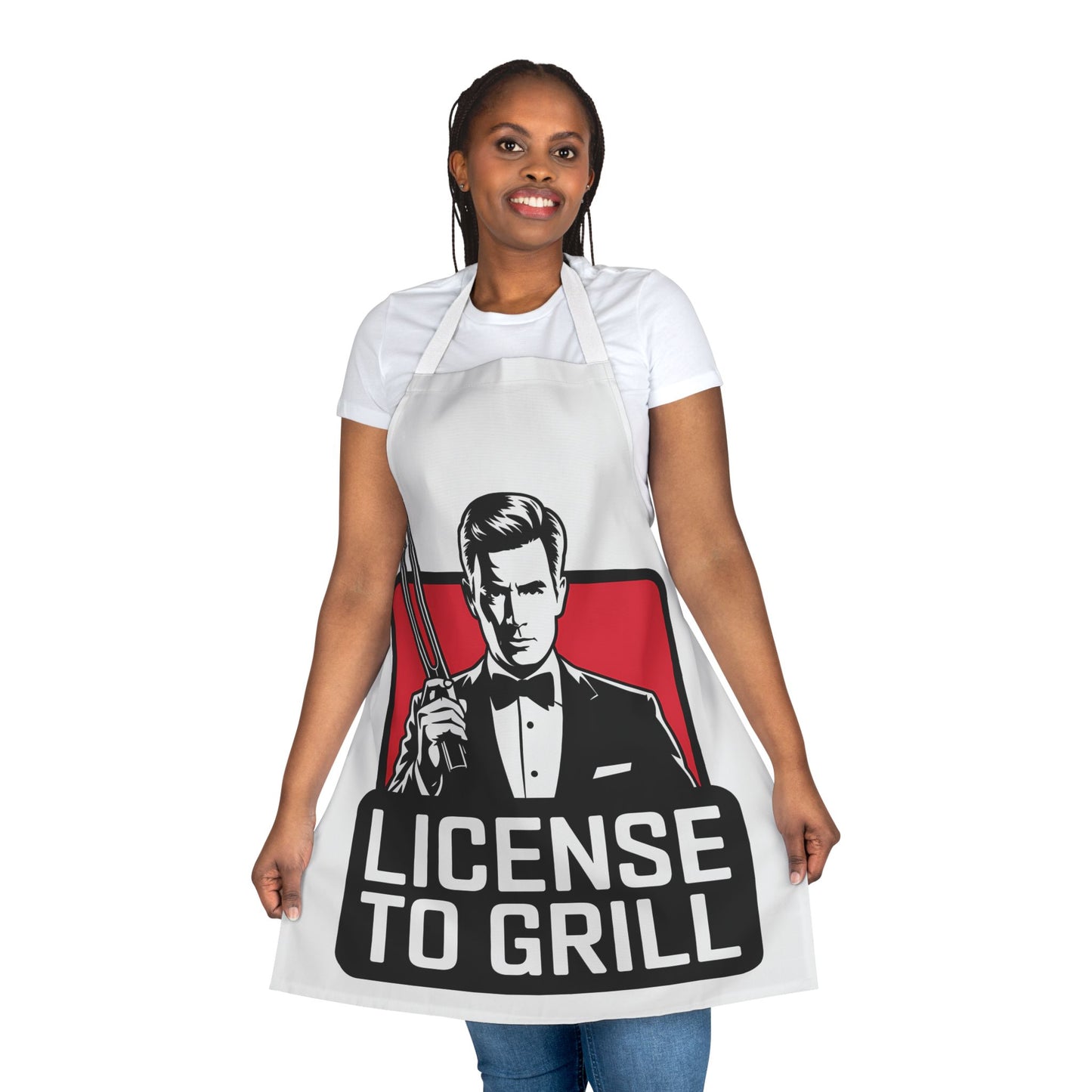 Funny BBQ Apron - License to Grill with 5-Color Straps