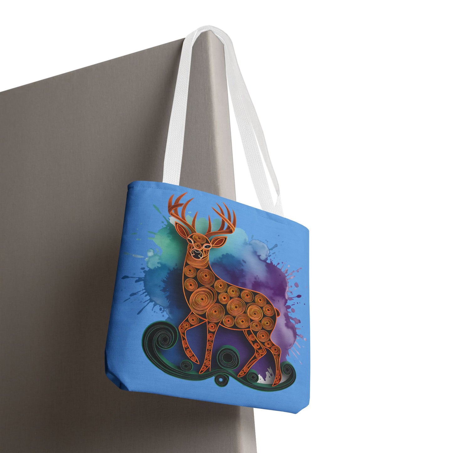 Bohemian Deer Tote Bag, Eco-Friendly Shopping Bag, Colorful Canvas Shoulder Bag, Gift for Nature Lovers, Unique Reusable Tote