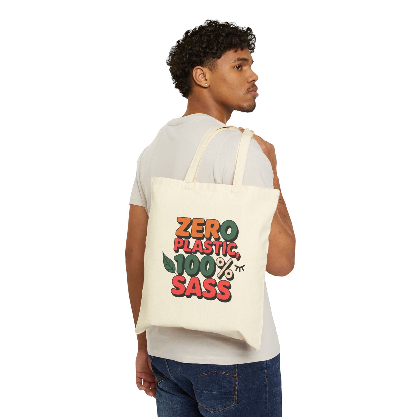 Sassy Eco-Friendly Cotton Canvas Tote Bag, Reusable Grocery Bag, Sustainable Shopping Tote, Gift for Eco-Conscious Friends, Fun Everyday Bag