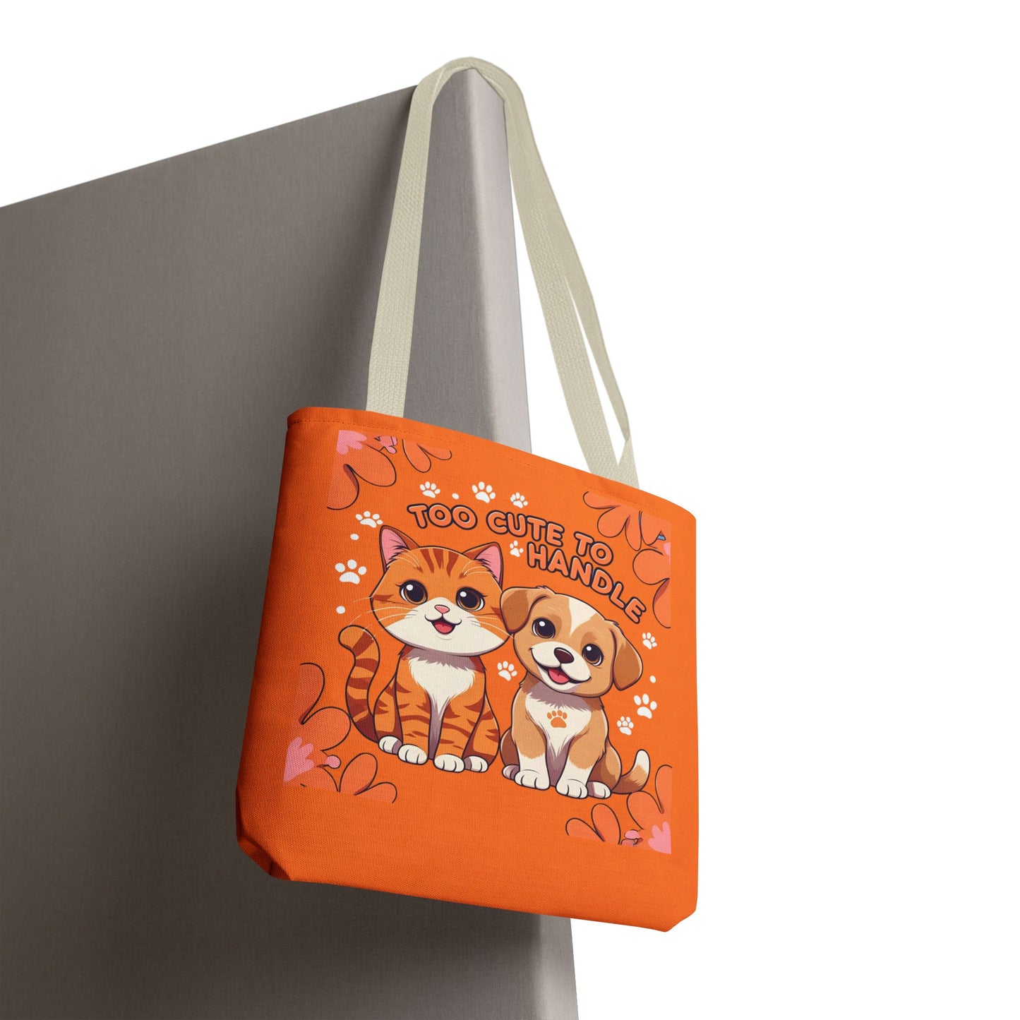 Adorable Pet Lovers Tote Bag, Cute Cat and Dog Design, Perfect Gift for Animal Lovers, Everyday Carry, Pet Adoption Day
