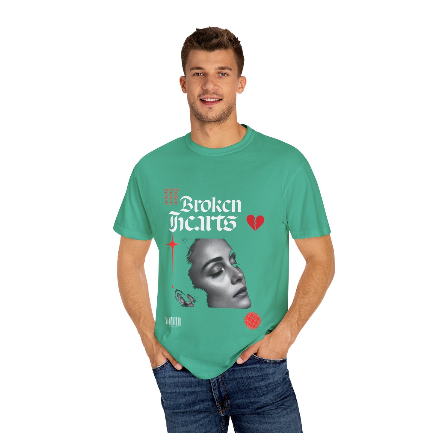 Broken Hearts Unisex Garment-Dyed T-Shirt - Trendy Graphic Tee for Casual Looks