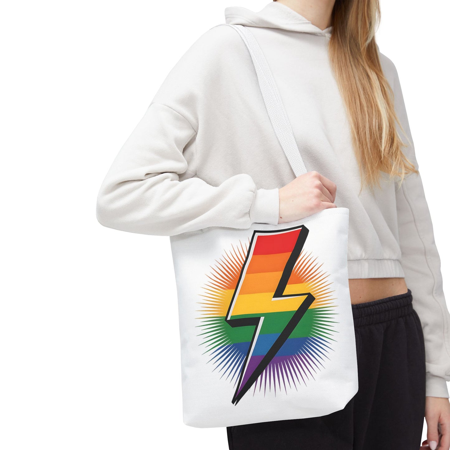 Rainbow Lightning Tote Bag - Vibrant Stylish Eco-Friendly Carryall