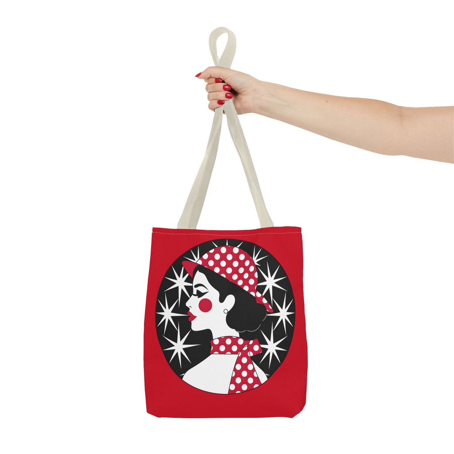 Vintage Glamour Tote Bag - Retro Fashion, Stylish Handbag, Gift for Her, Everyday Use, Polka Dot Design