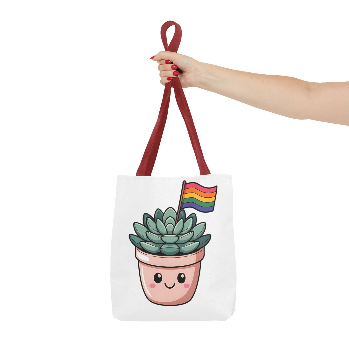 Cute Succulent Tote Bag with Rainbow Flag - Perfect for Pride Events