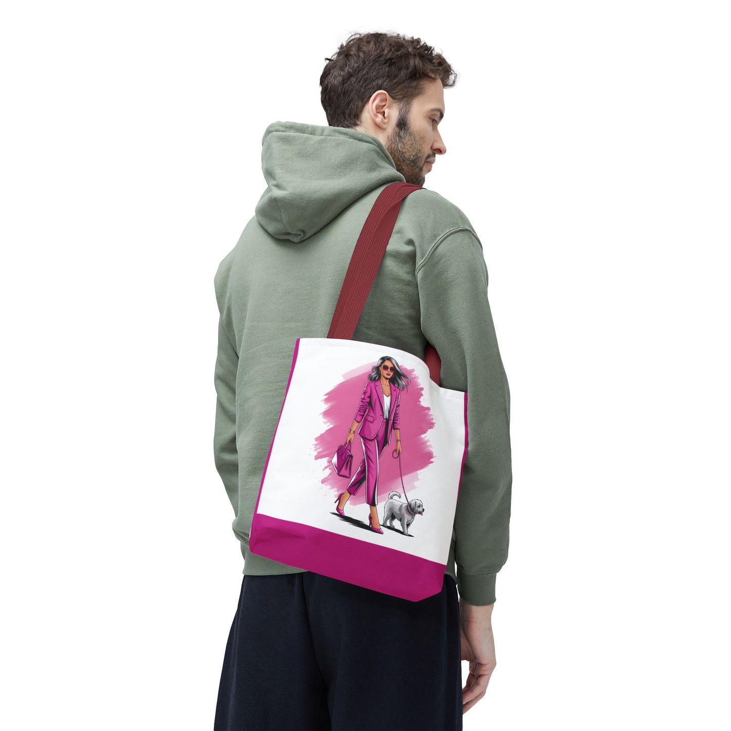 Chic Dog Walker Tote Bag, Fashionable Tote, Pink Tote, Pet Lover Gift, Stylish Shopping Bag, Daily Use Bag, Trendy Handbag