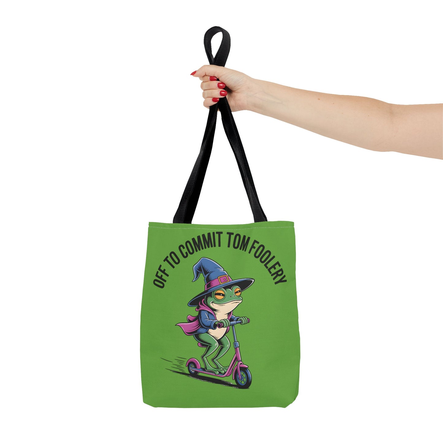 Whimsical Frog Tote Bag, Off to Commit Tom Foolery, Funny Gift, Eco-Friendly Shopping, Ideal for Parties, Casual Everyday Use