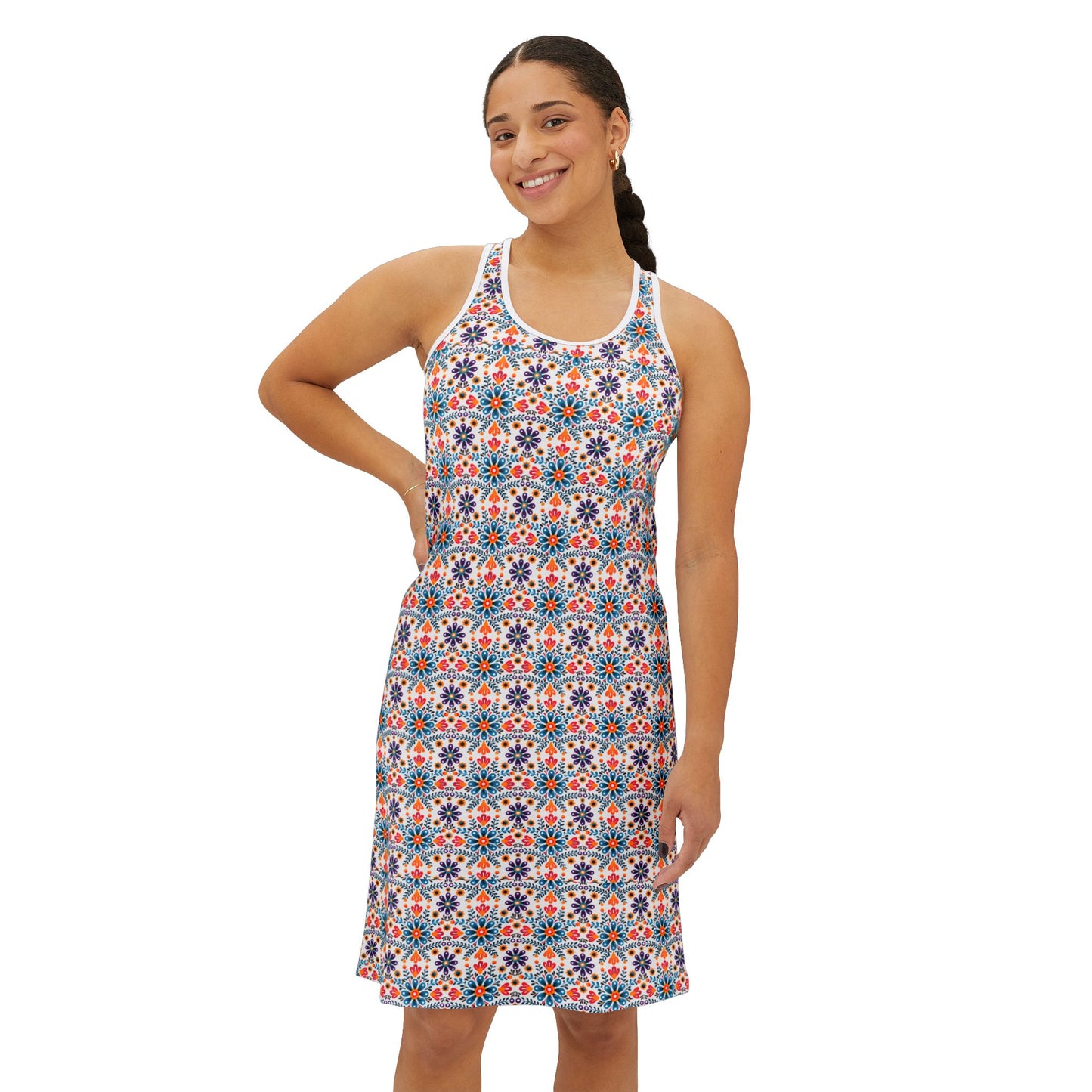 Colorful Floral Women's Racerback Dress - Perfect for Summer Outings & Casual Wear