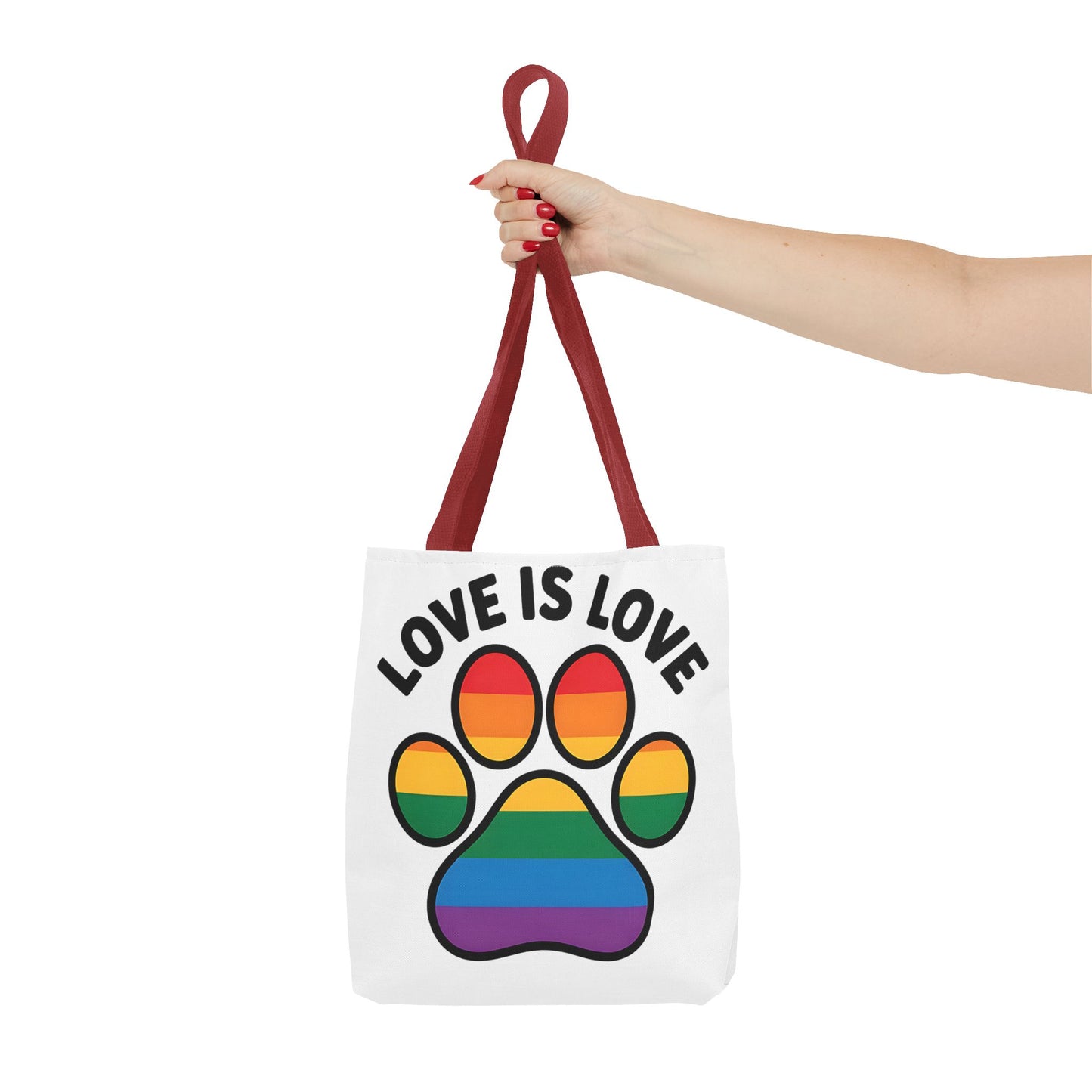 Pride Love Is Love Tote Bag – Colorful Paw Print Design