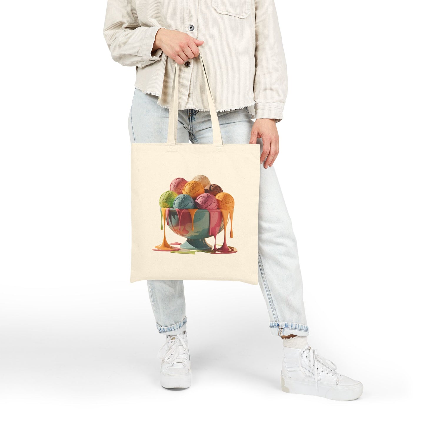 Colorful Ice Cream Tote Bag, Eco-Friendly Shopping Bag, Summer Gift, Beach Bag, Unique Grocery Tote, Fun Picnic Accessory