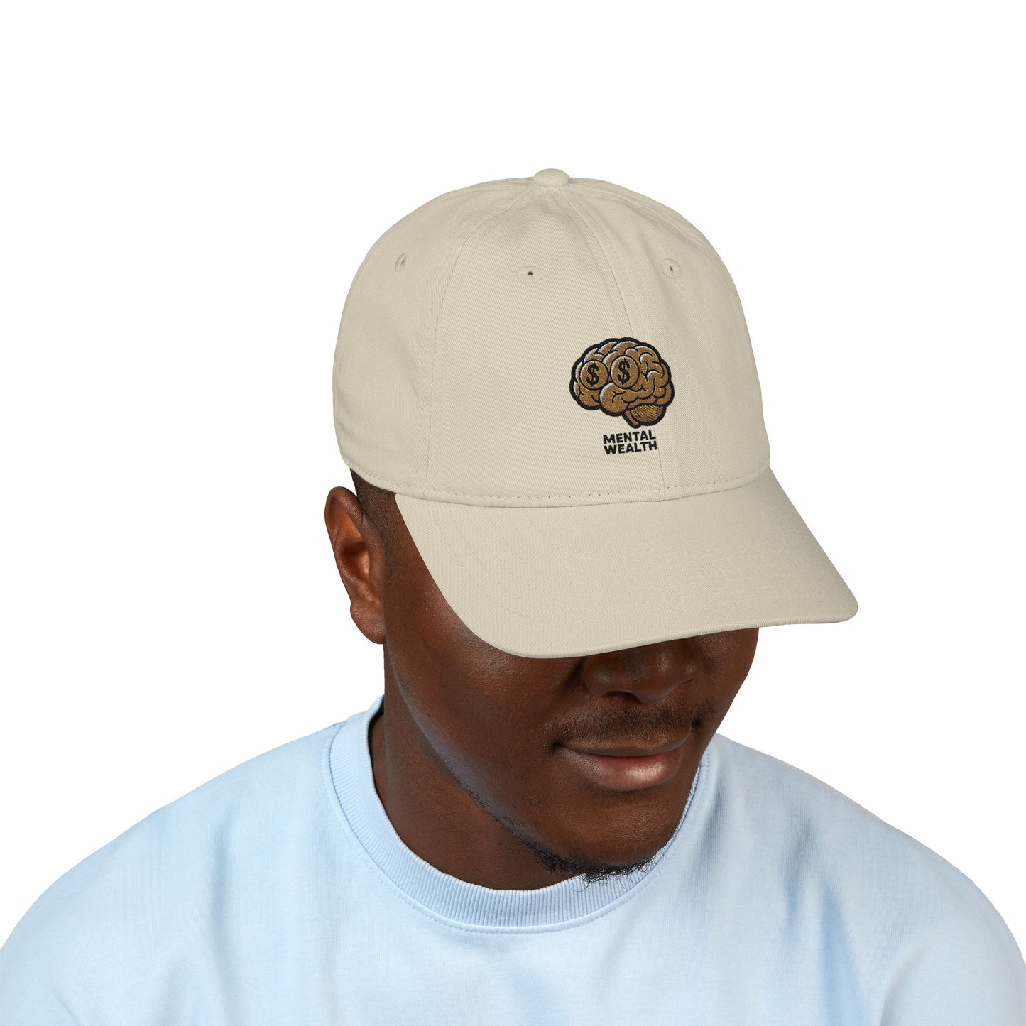 Organic Baseball Cap - Mental Wealth Embroidery, Adjustable Hat for Comfort, Eco-friendly Gift, Casual Style, Ideal for Outdoor Adventures