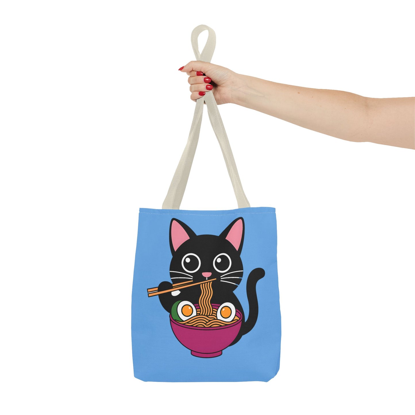 Cute Cat Noodle Tote Bag | Animal Lover Gift, Beach Bag, Shopping Tote, Foodie Accessory, Pet Lover's Bag