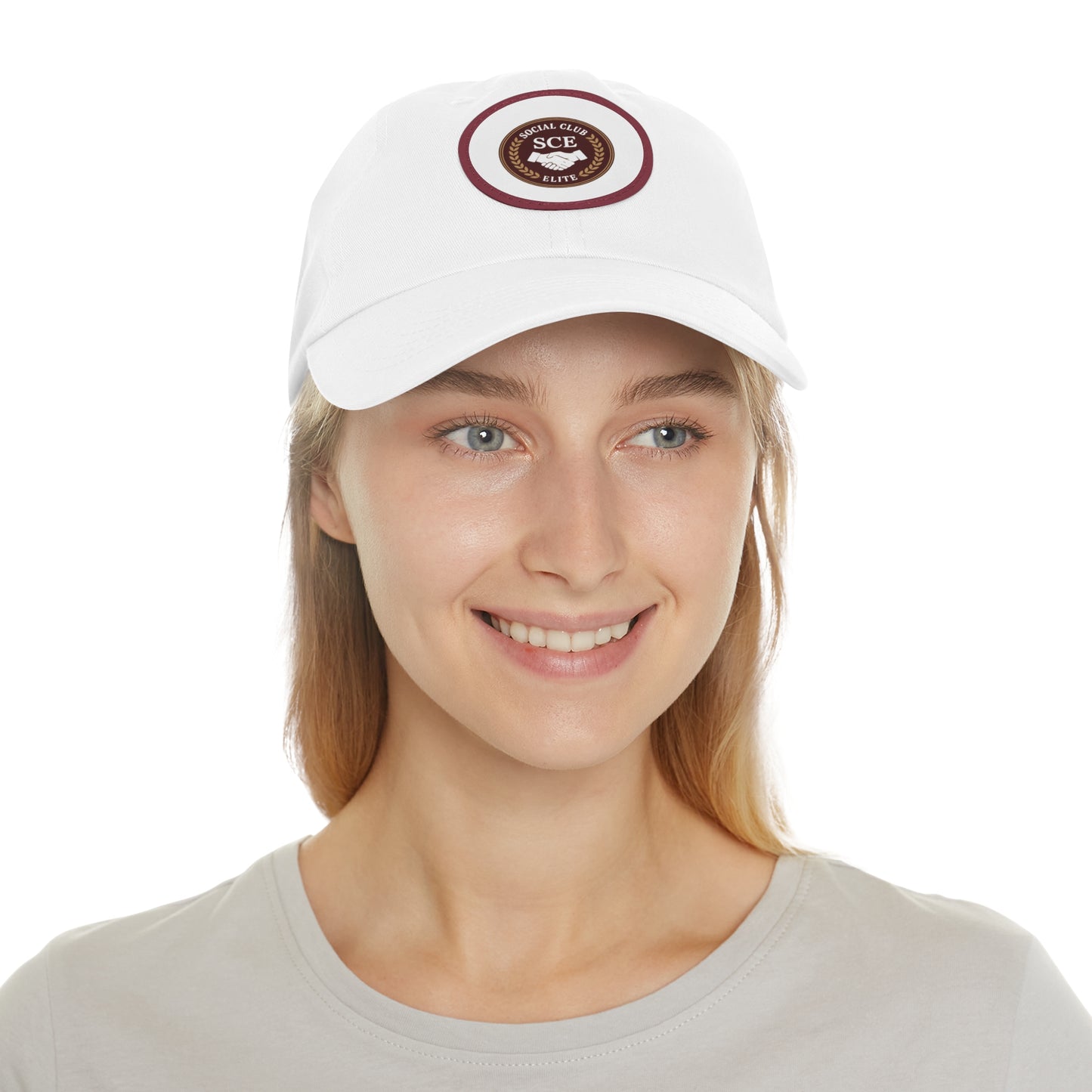 Custom Round Leather Patch Dad Hat for Casual Style