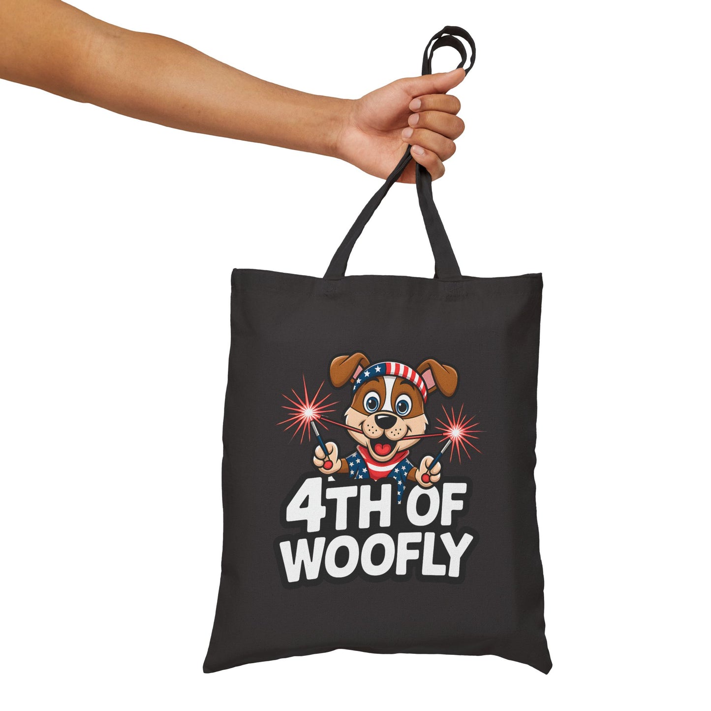 Patriotic Dog-Themed Cotton Canvas Tote Bag, 4th of July Shopping Bag, Cute Pet Lover Gift, Summer Totes, Eco-Friendly Bags