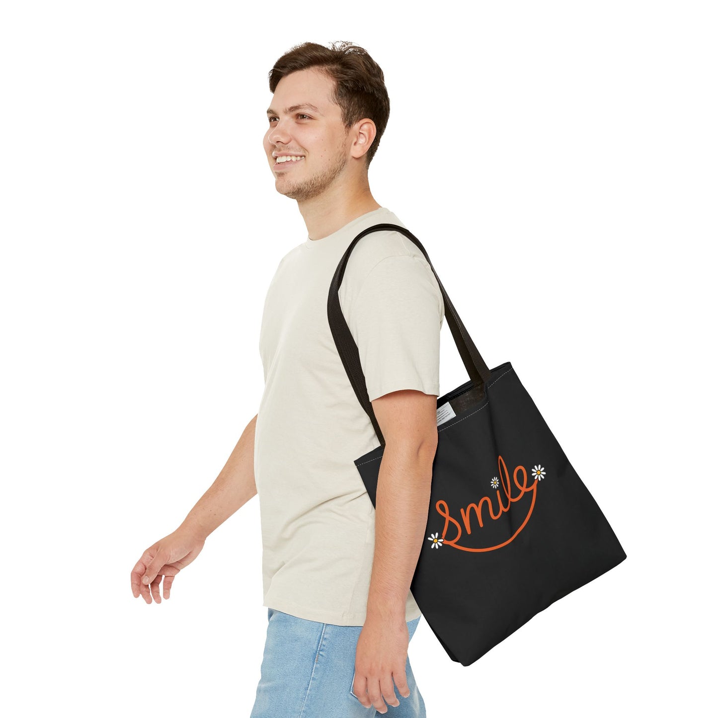 Smile Tote Bag - Cheerful Floral Design for Everyday Use