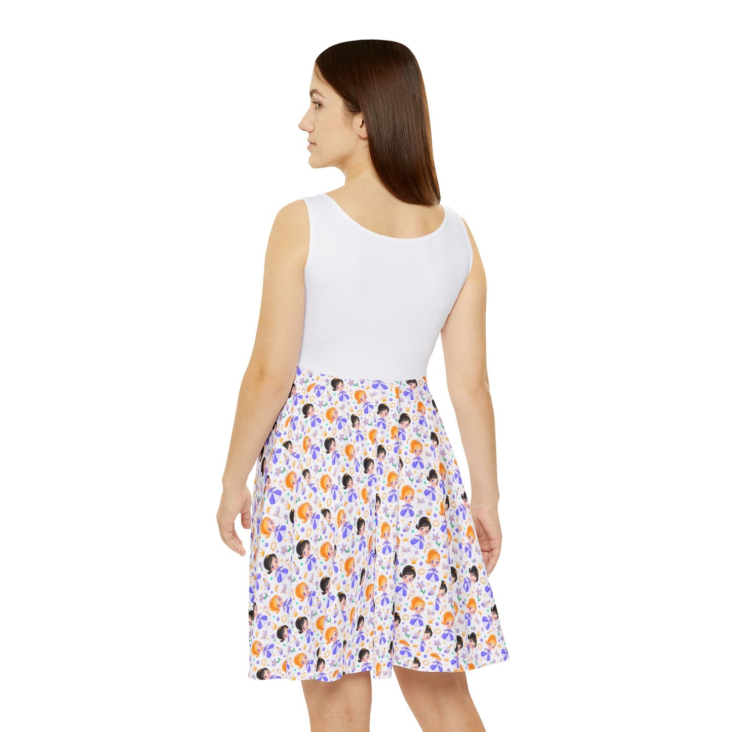 Colorful Women's Skater Dress with Fun Cartoon Prints