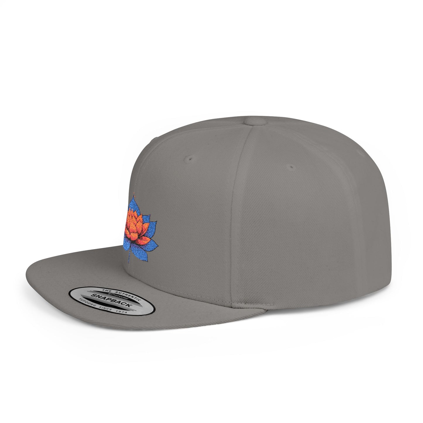 Lotus Flower Flat Bill Snapback Cap - Stylish & Versatile