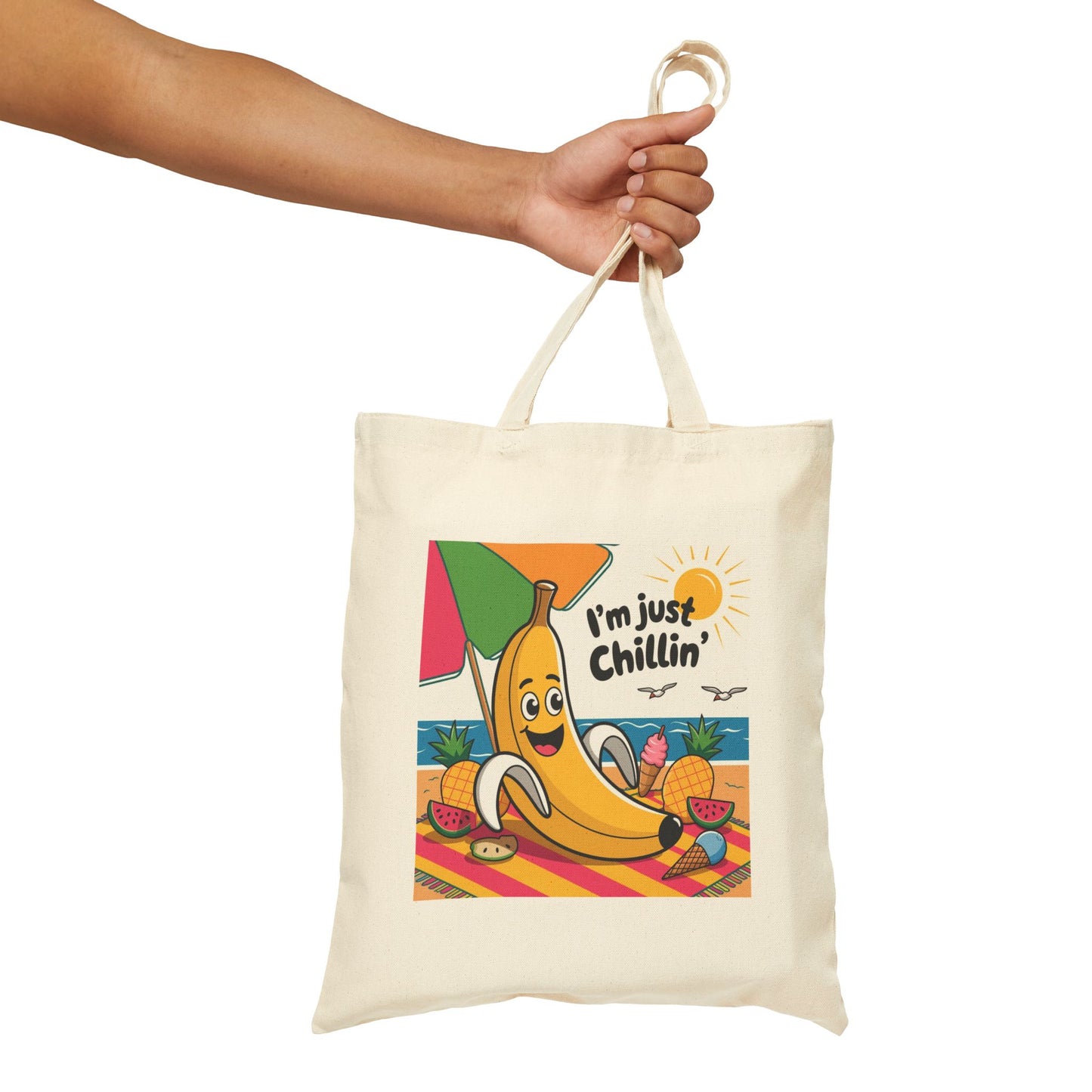 Fun Banana Tote Bag - I'm Just Chillin' Bag, Eco-Friendly Shopping Bag, Summer Beach Bag, Cute Gift for Friends, Everyday Use