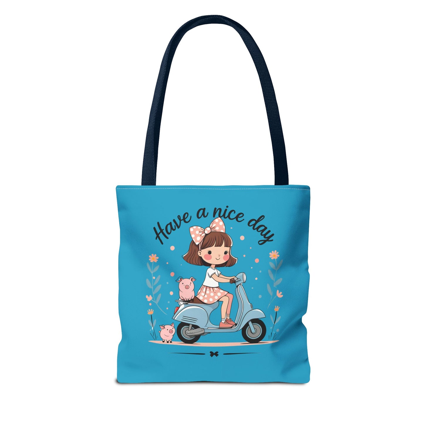 Playful Reminder Tote Bag, Girl on Scooter Bag, Cute AOP Tote, Everyday Use Bag, Gift for Kids, Fun Summer Accessory