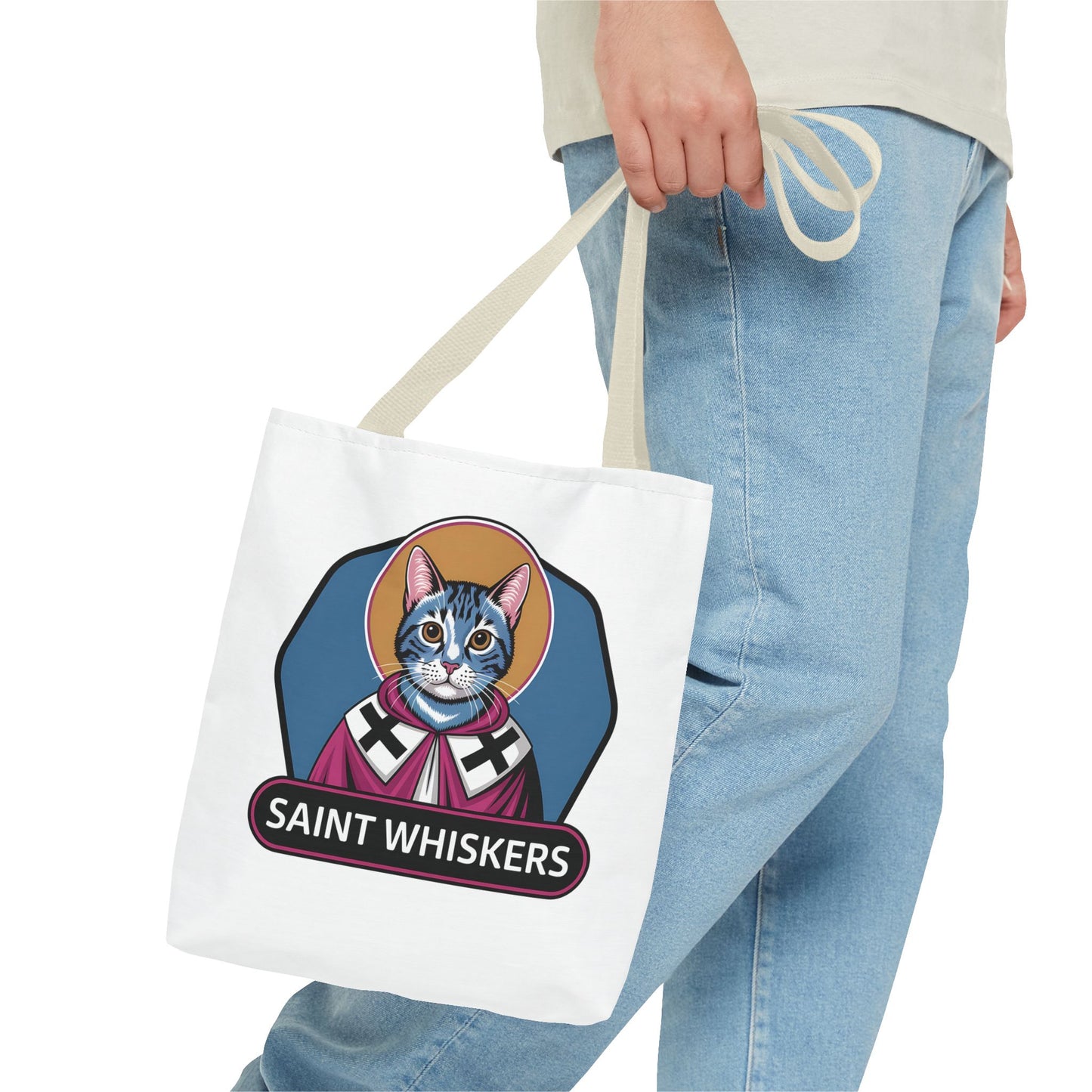 Saint Whiskers Cat Tote Bag - Cute & Quirky Cat Lover Bag