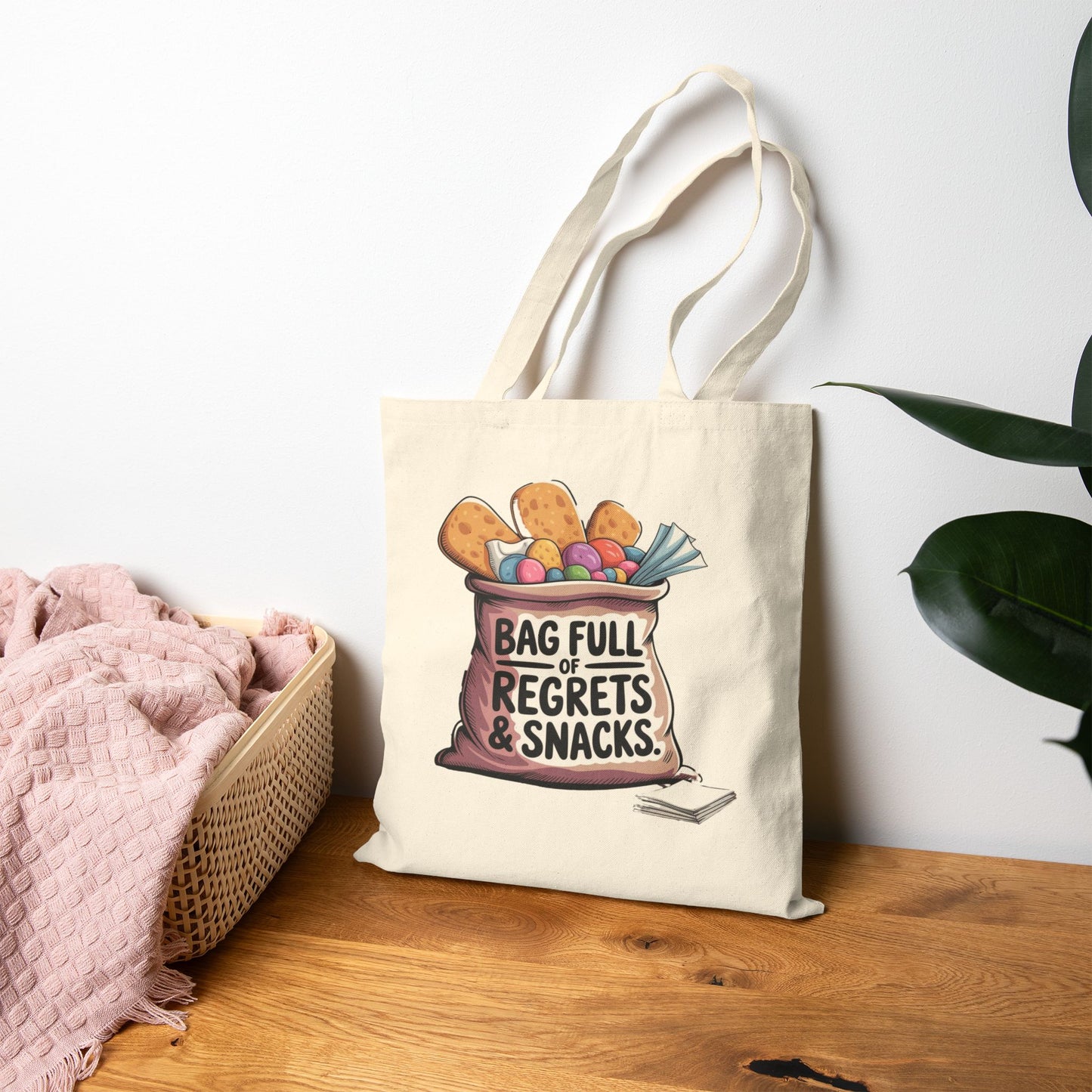 Funny Cotton Canvas Tote Bag, Unique Gift for Snack Lovers, Reusable Grocery Bag, Stylish Market Tote, Perfect for Parties & Travel