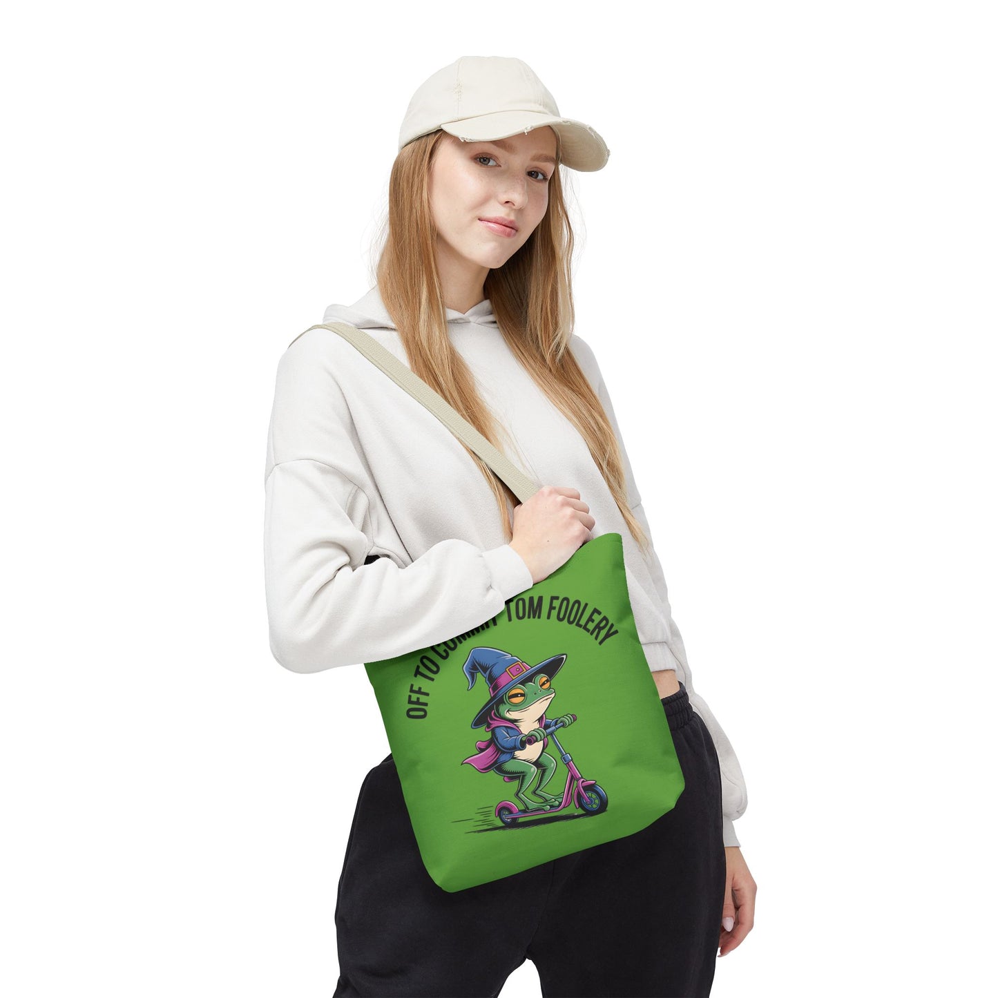 Whimsical Frog Tote Bag, Off to Commit Tom Foolery, Funny Gift, Eco-Friendly Shopping, Ideal for Parties, Casual Everyday Use