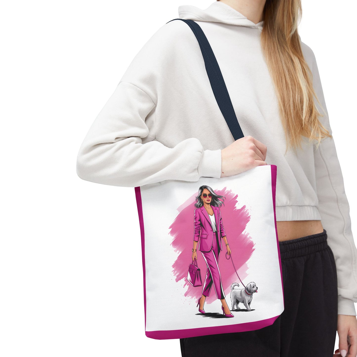 Chic Dog Walker Tote Bag, Fashionable Tote, Pink Tote, Pet Lover Gift, Stylish Shopping Bag, Daily Use Bag, Trendy Handbag