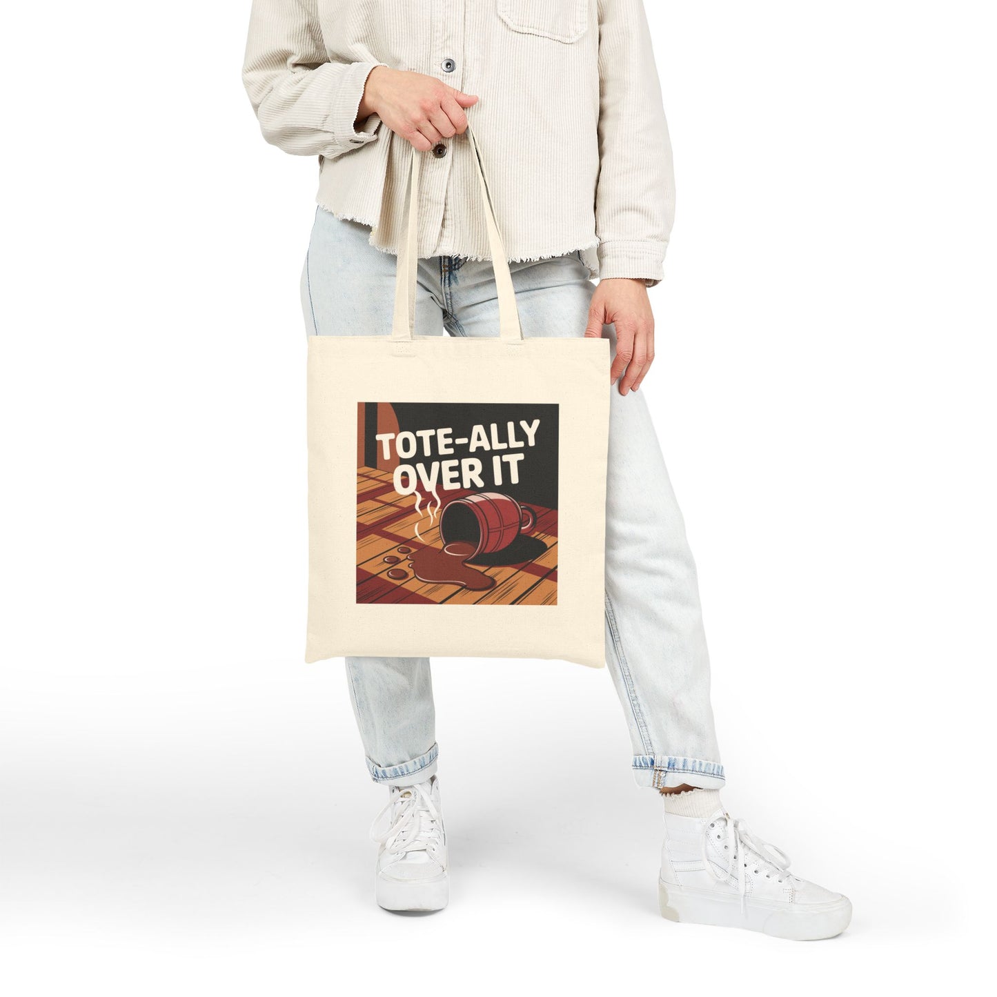 Funny Cotton Canvas Tote Bag - Tote-ally Over It - Eco-friendly, Shopping, Beach, Gift