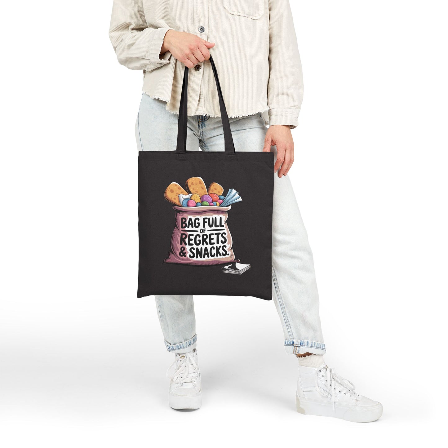 Funny Cotton Canvas Tote Bag, Unique Gift for Snack Lovers, Reusable Grocery Bag, Stylish Market Tote, Perfect for Parties & Travel