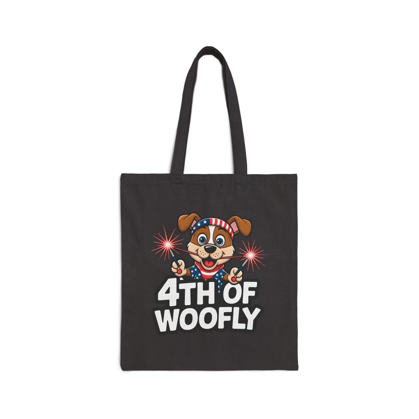 Patriotic Dog-Themed Cotton Canvas Tote Bag, 4th of July Shopping Bag, Cute Pet Lover Gift, Summer Totes, Eco-Friendly Bags