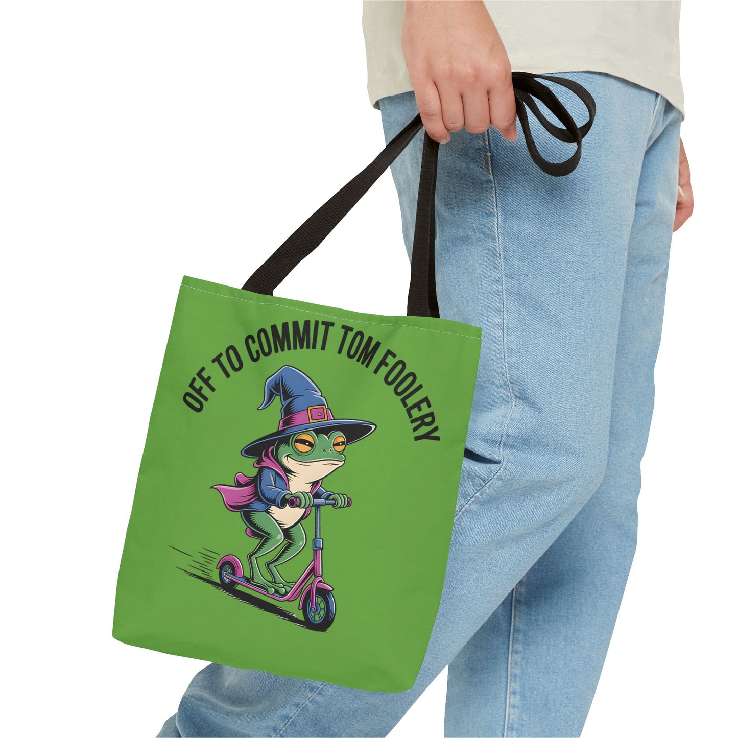 Whimsical Frog Tote Bag, Off to Commit Tom Foolery, Funny Gift, Eco-Friendly Shopping, Ideal for Parties, Casual Everyday Use