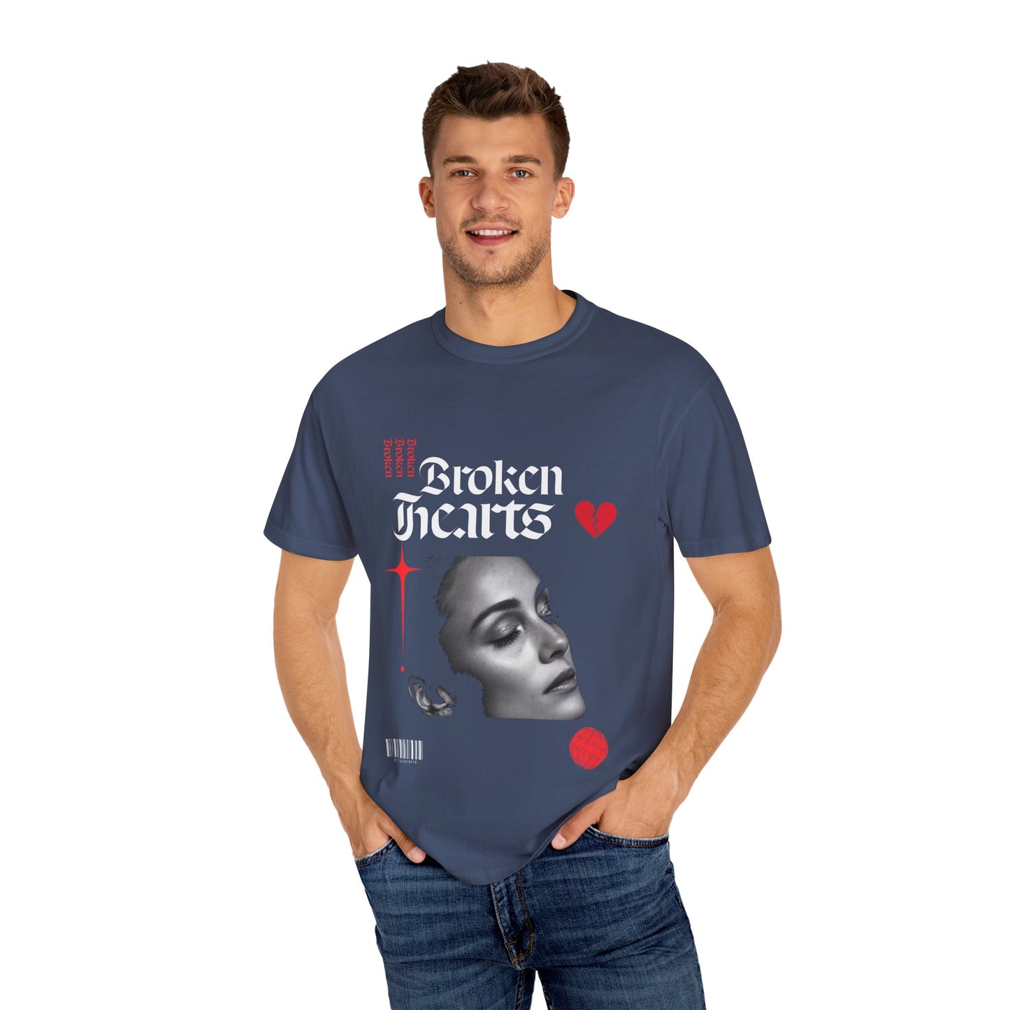 Broken Hearts Unisex Garment-Dyed T-Shirt - Trendy Graphic Tee for Casual Looks